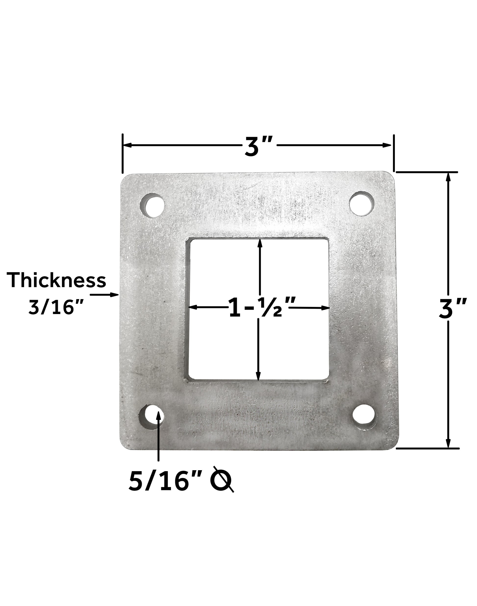 Stainless Steel 316 Grade Square Base Plate for 1-1/2" Post Fitting (C1060-150-SQR-PLATE) - SHEMONICO