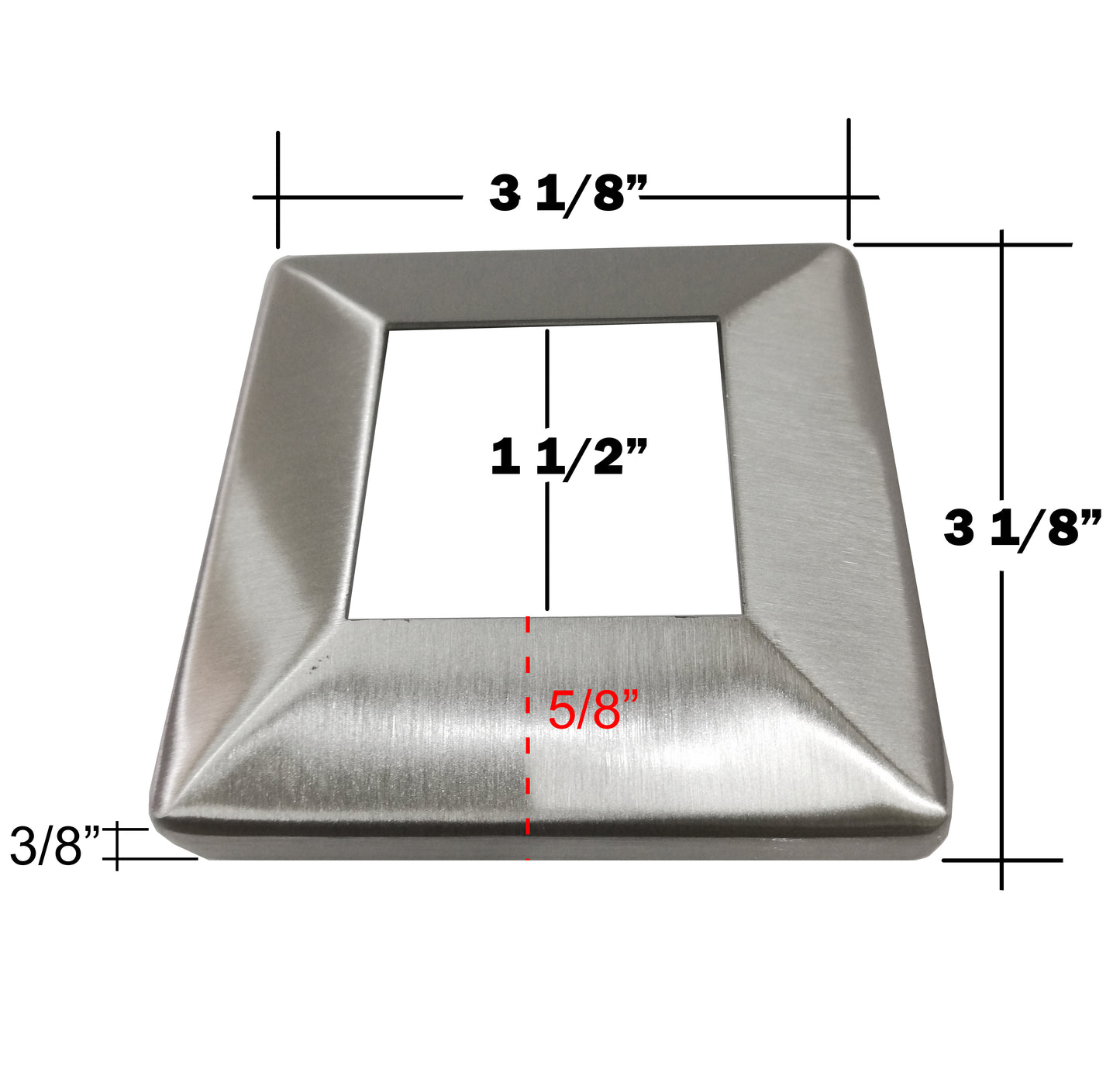 3" Stainless Steel 316 Grade Square Base Cover for 1-1/2" Post Fitting (C1060-150-SQR-300OUT)