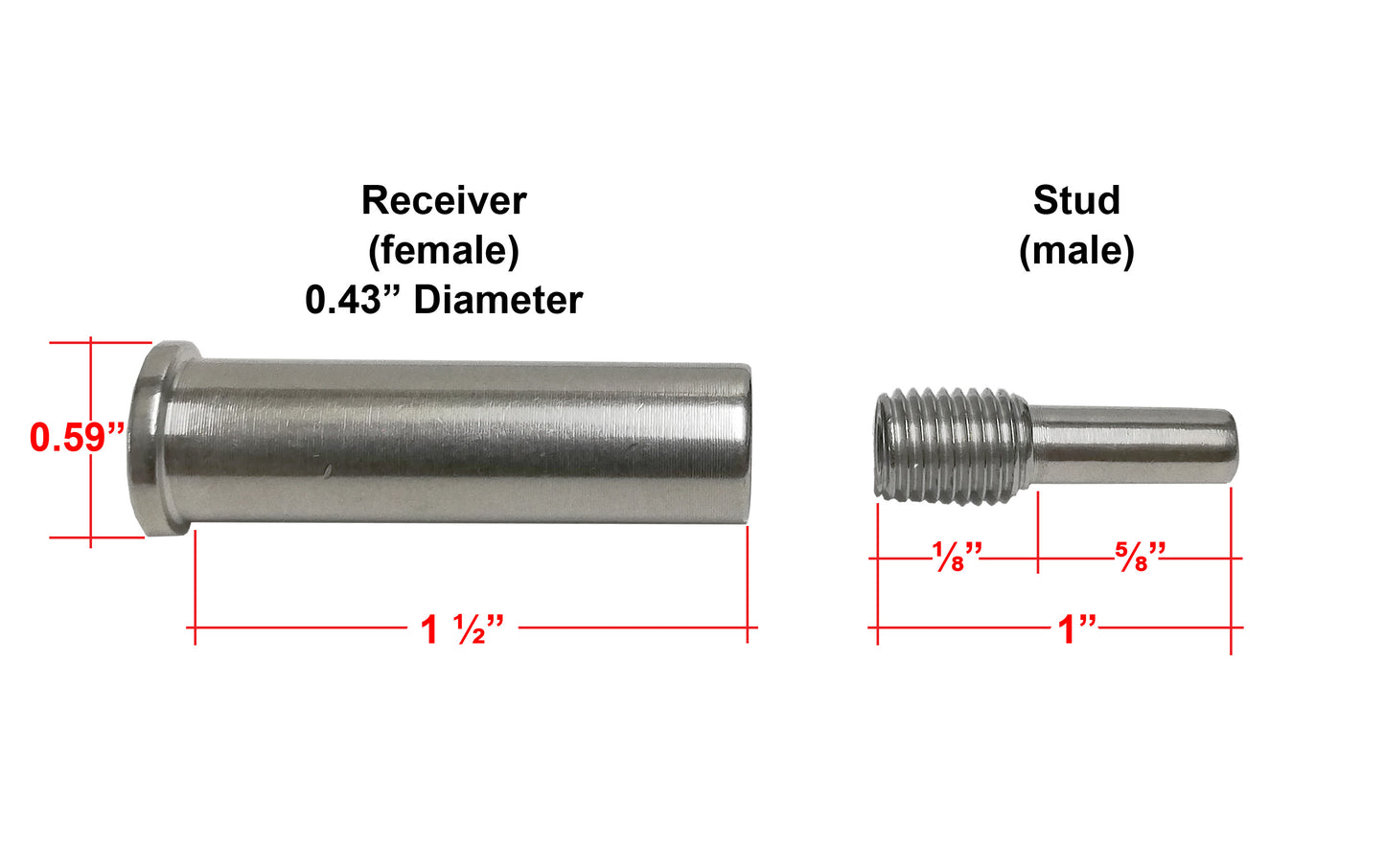 Mini Invisible Stud & Receiver Streamline Grade T316 (C1120-BRS) - SHEMONICO