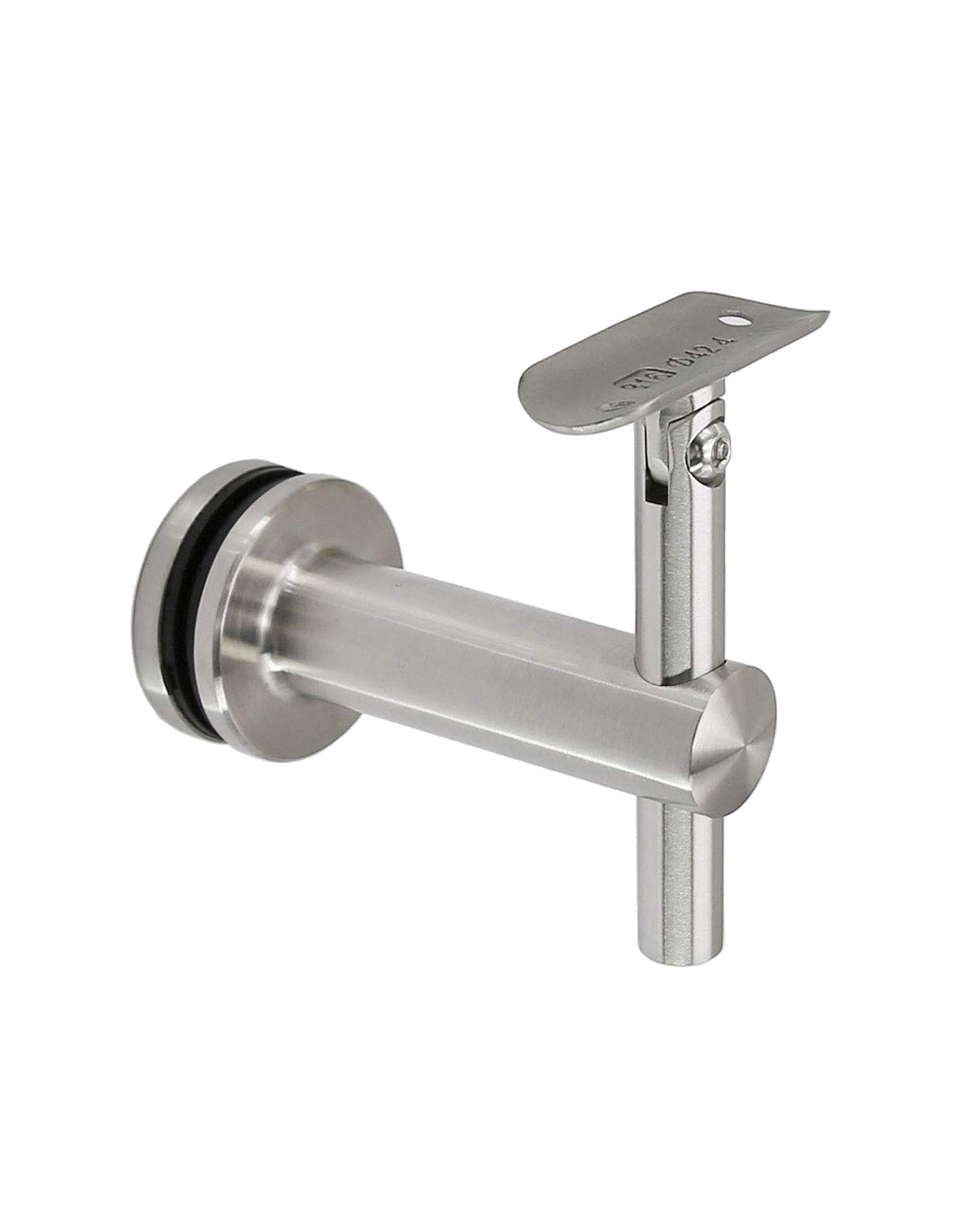 Stainless Steel Glass Mount Handrail Bracket for 1 1/2" Round or Square Tube  Satin Finish T316 Marine Grade (G1020-RND) - SHEMONICO