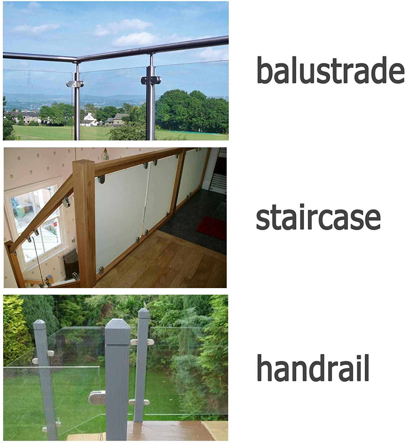 Satin Black 316 Grade Square Flat Post Glass Clamp 2 1/8" x 2 1/8" for 3/8" or 1/2" Glass Satin Finish (G1090-BLK) - SHEMONICO