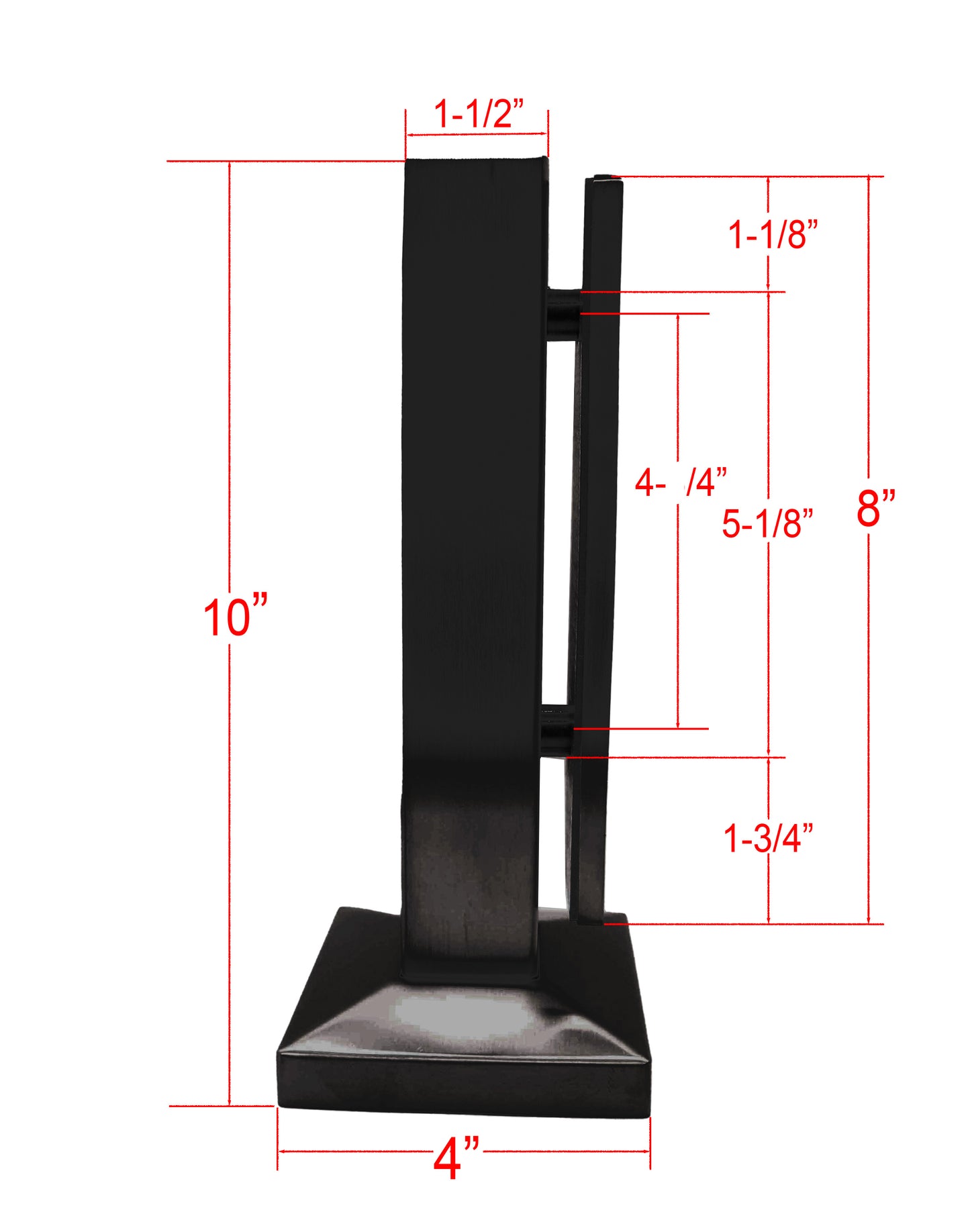 Black Matte Stainless Steel Glass Talon 10" Post Spigot Fence Balustrade Glass Railing (G1110-BLK) - SHEMONICO