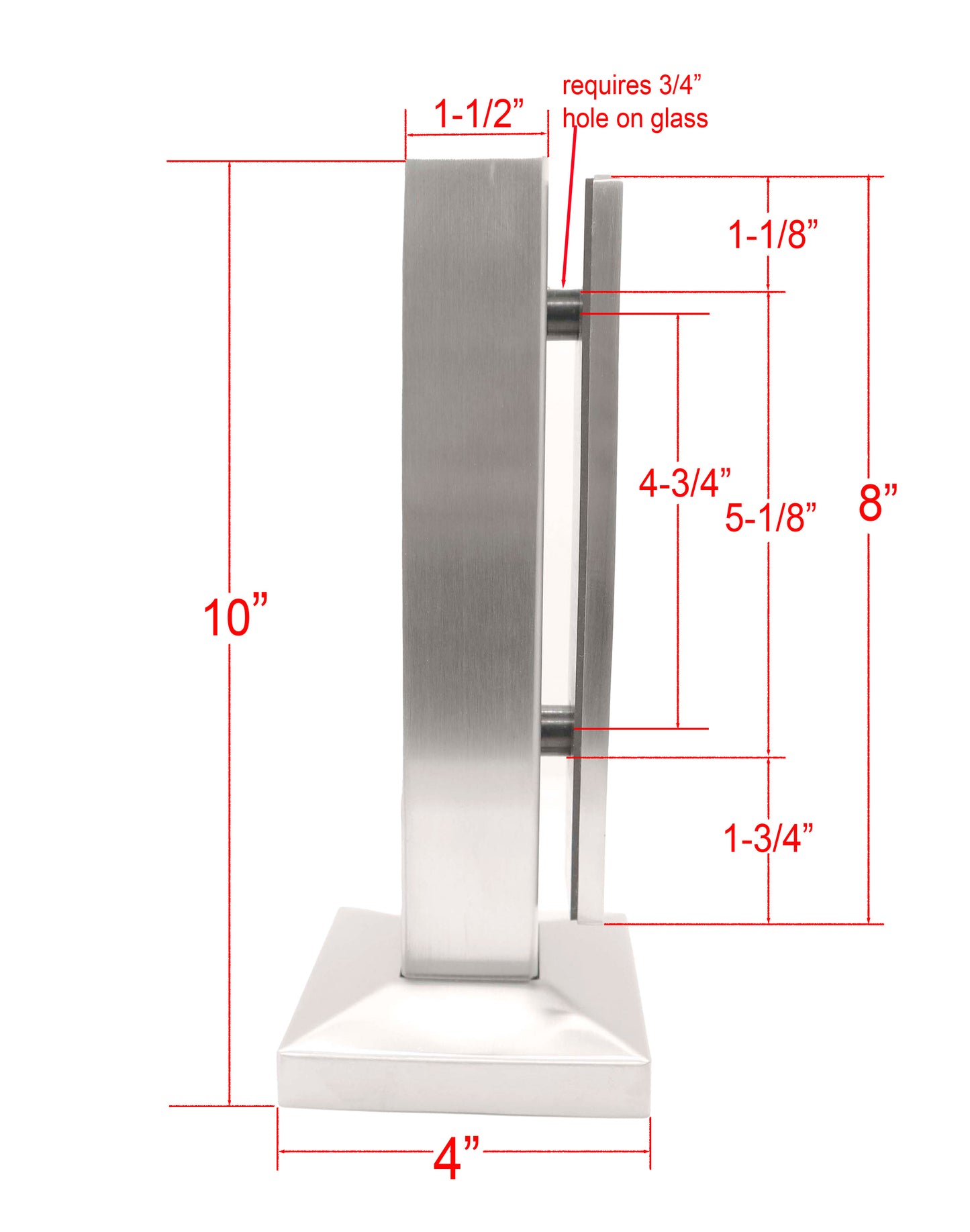 Stainless Steel Glass Talon 10" Post Spigot Pool Fence Balustrade Glass Railing (G1110-BRS) - SHEMONICO
