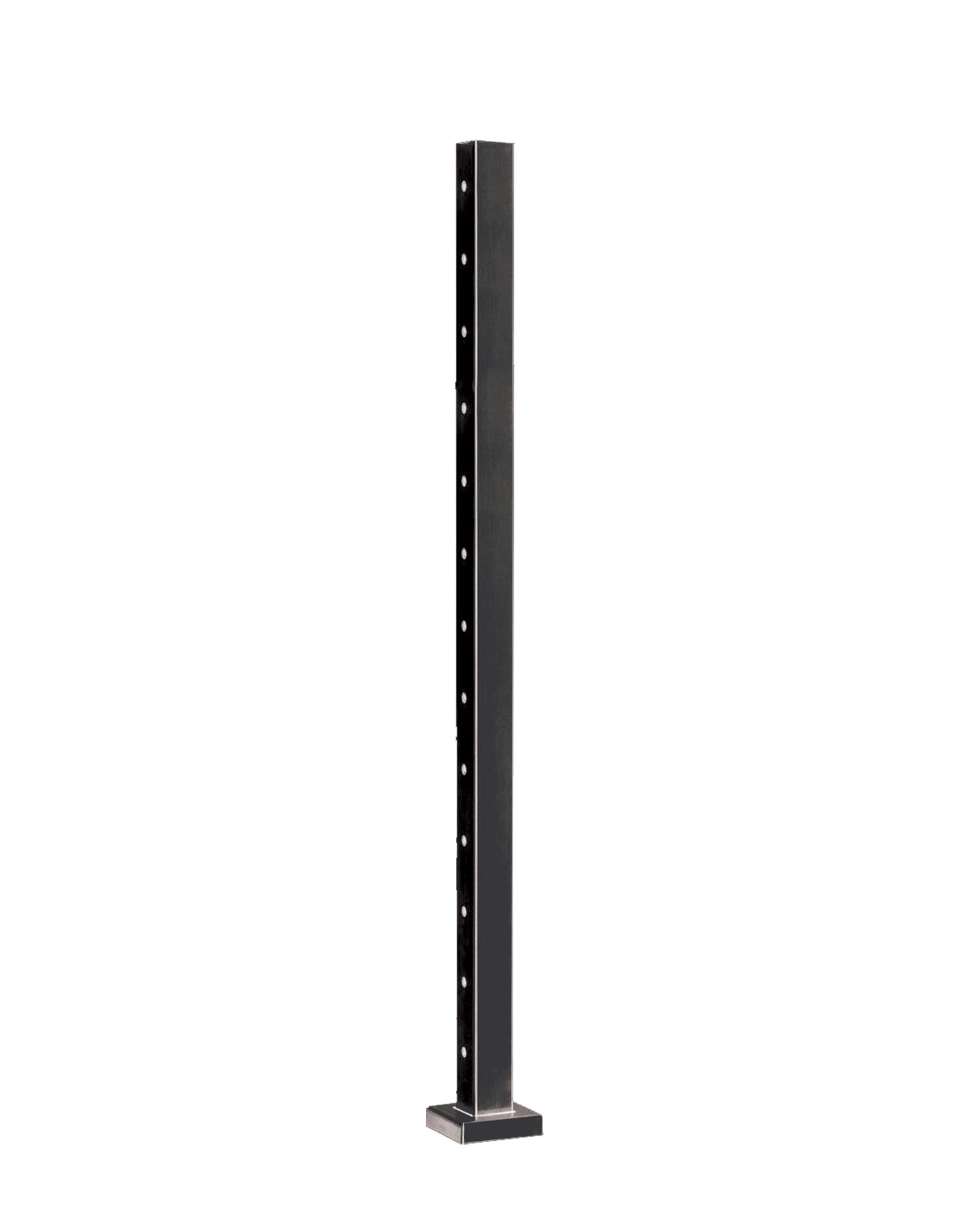 Stainless Steel Cable Railing Square Post 1.5" Wide, 42" Tall, 4" Base Plate & Cover, Black