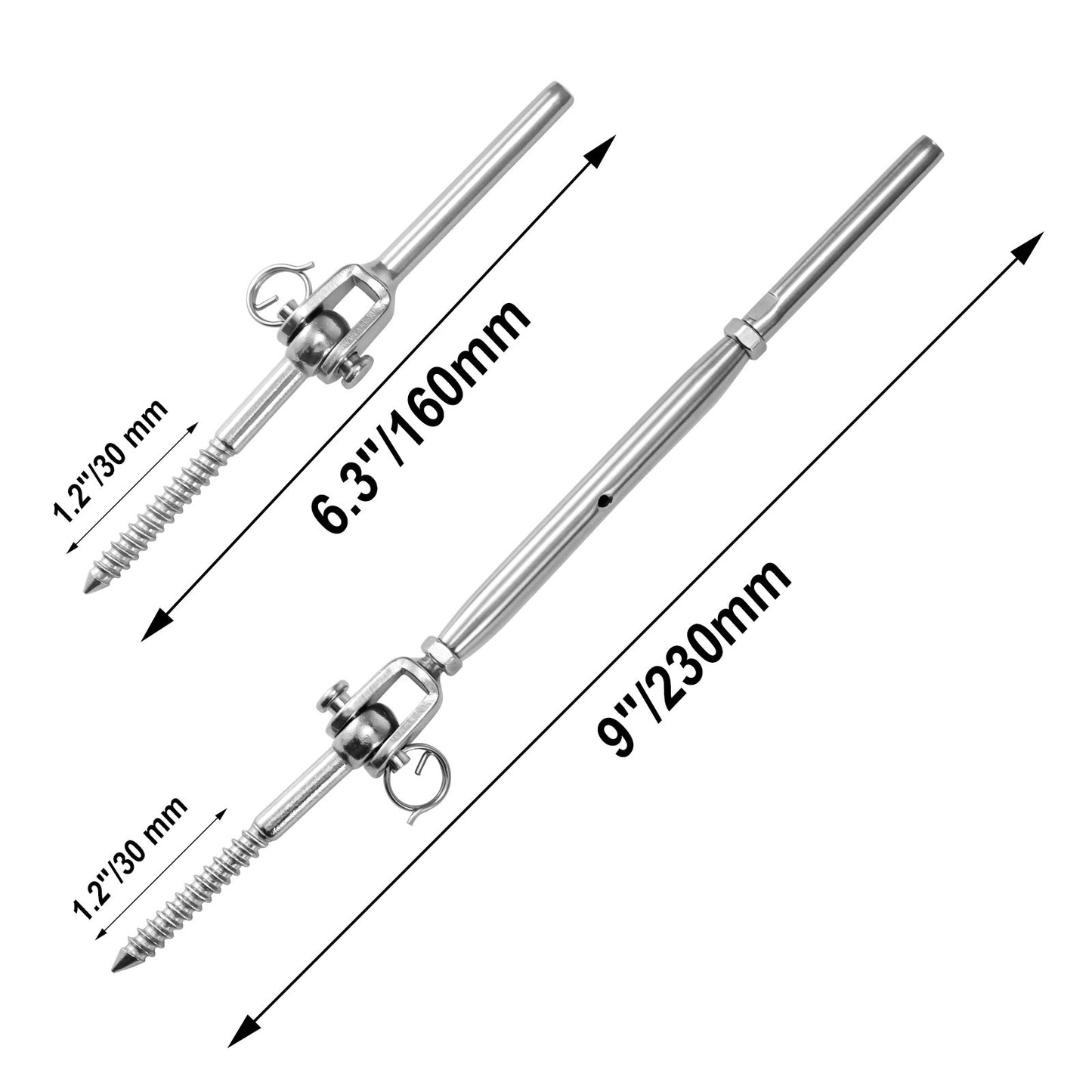 Jaw Swage Stud Turnbuckle and Lag Screw Eye (C1011-C1150) - SHEMONICO