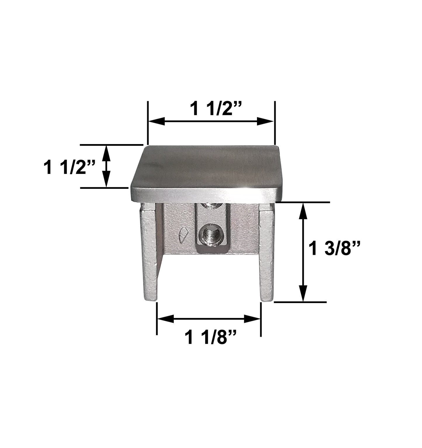 Flat End Cap For Rectangular Square Tube 1-1/2" x 1-1/2" T316 Satin Finish (G1100-150-150) - SHEMONICO