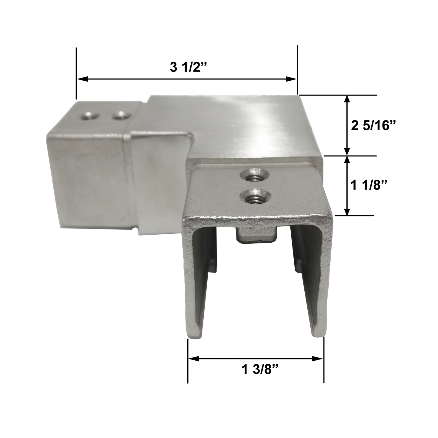90 Degree Horizontal Corner Elbow for 1-1/2" Square Glass Cap Railing T316 (G1110-150-150) - SHEMONICO