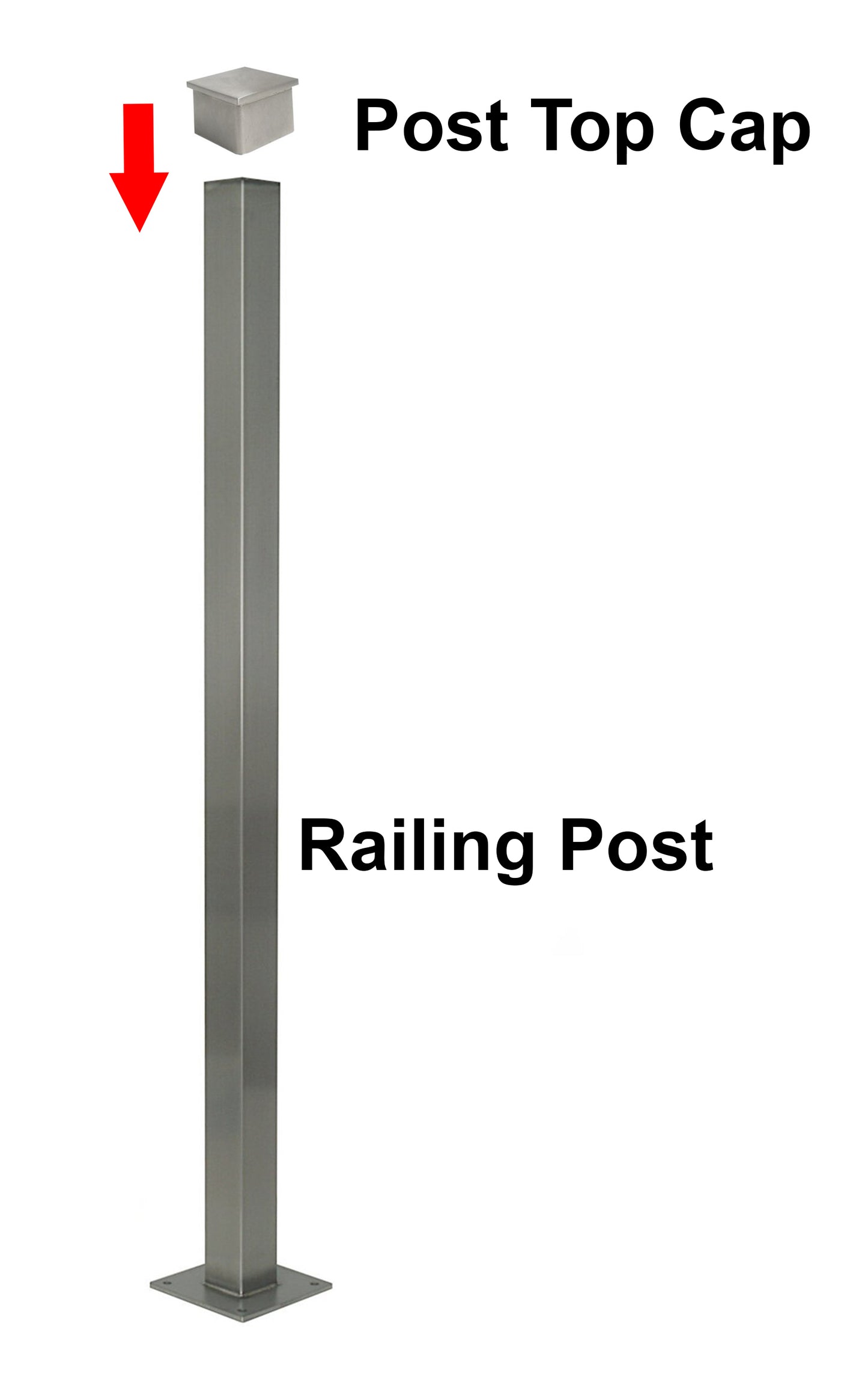 Post Square End Cap Stainless Steel 316 1-1/2" Post Fitting (G1140-150-150) - SHEMONICO