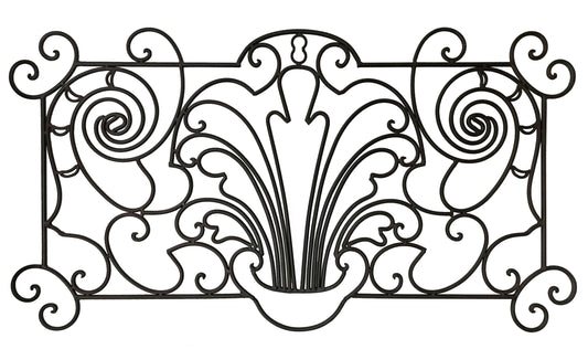 Decorative Ornamental Panel Fence 59.5" x 32" Wrought Iron Metal Outdoor (70041) - SHEMONICO
