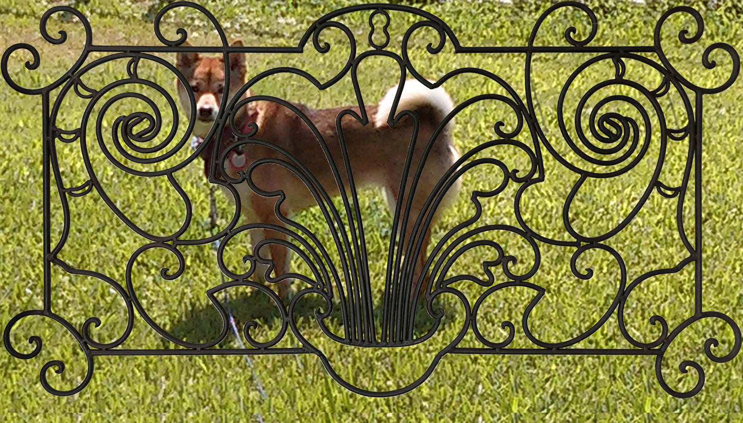 Decorative Ornamental Panel Fence 59.5" x 32" Wrought Iron Metal Outdoor (70041) - SHEMONICO