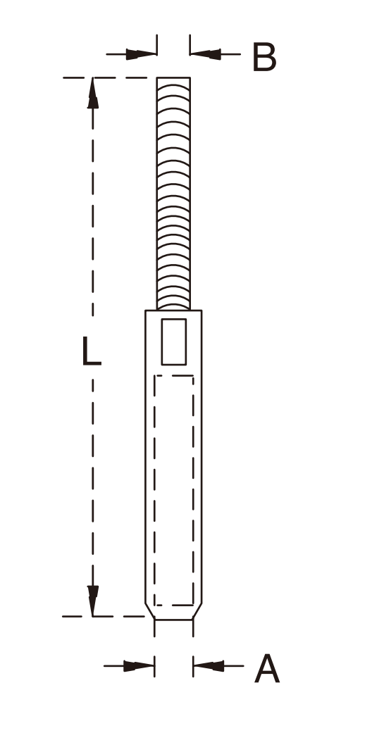 Hand Swage Tensioner Threaded Stud for 1/8" & 3/16" Cable Black Oxide (C1036-BO) - SHEMONICO
