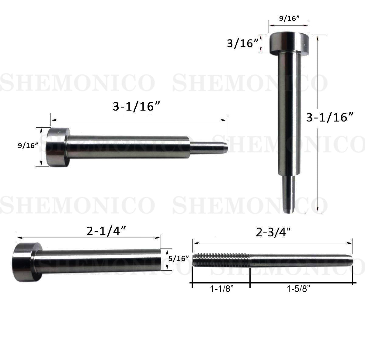 Black Matte Stainless Steel Invisible Stud & Receiver Hex Head (C1030-BO) - SHEMONICO