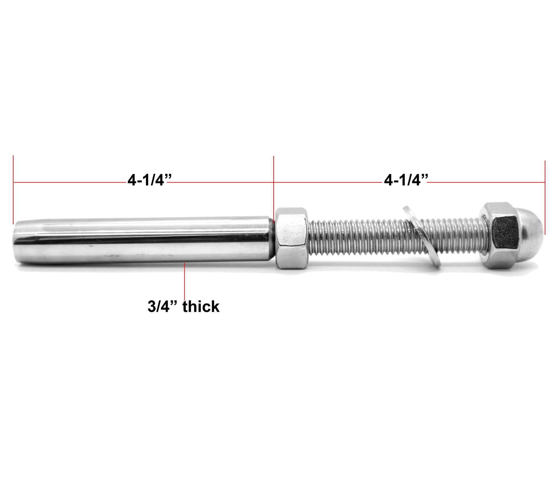 Hand Swage Threaded Stud for 1/2" Stainless Steel Cable (C1036-012) - SHEMONICO