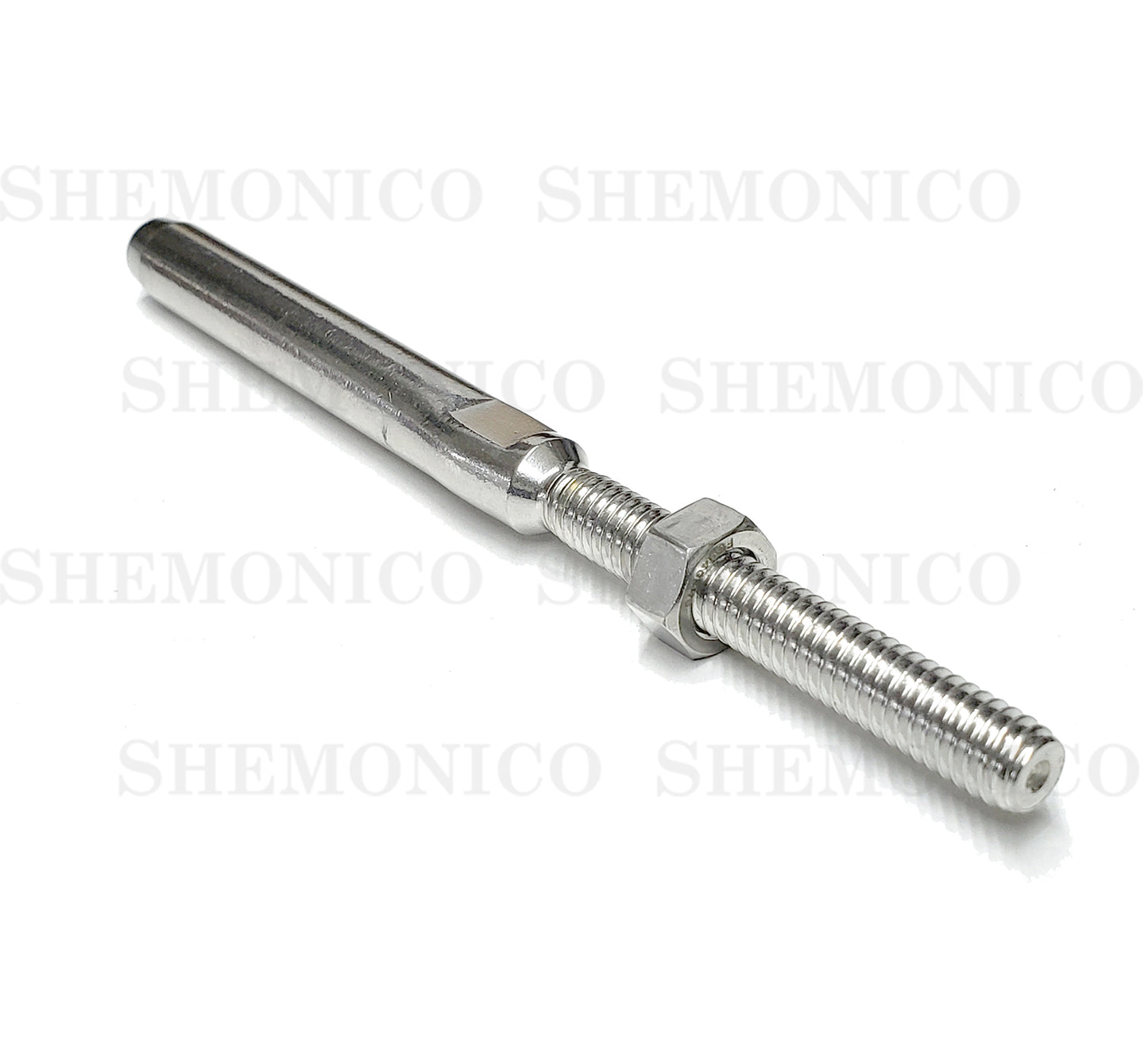 Hand Swage Threaded Stud for 1/4" Stainless Steel Cable Brush Finish (C1036-014-BRS) - SHEMONICO
