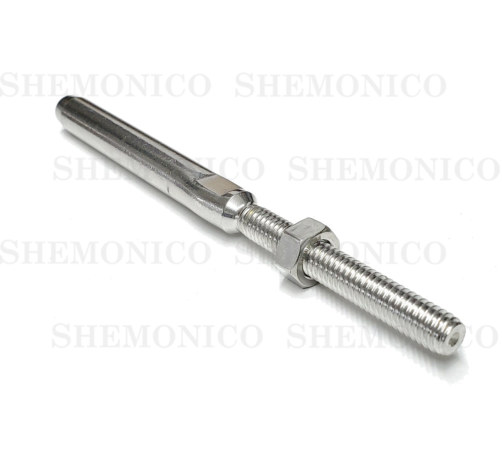 Hand Swage Threaded Stud for 1/4" Stainless Steel Cable Brush Finish (C1036-014-BRS) - SHEMONICO