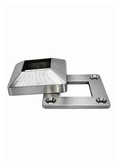 Stainless Steel 316 Grade Square Base Cover and Plate for 1-1/2" Post Fitting (C1060-150) - SHEMONICO