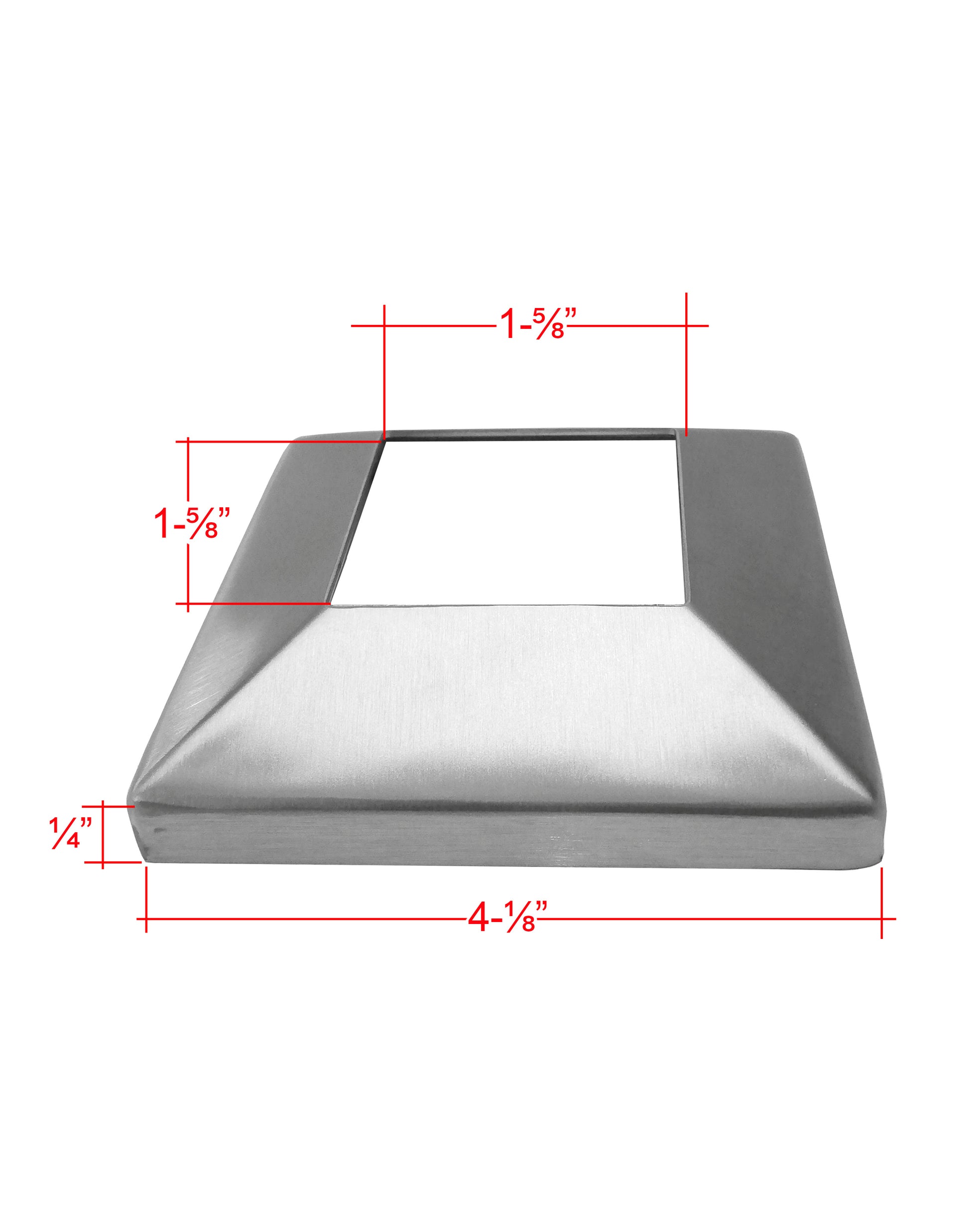 Stainless Steel 316 Grade Square Base Cover for 1-1/2" Post Fitting 4" Outside (C1060-150-SQR-400OUT) - SHEMONICO