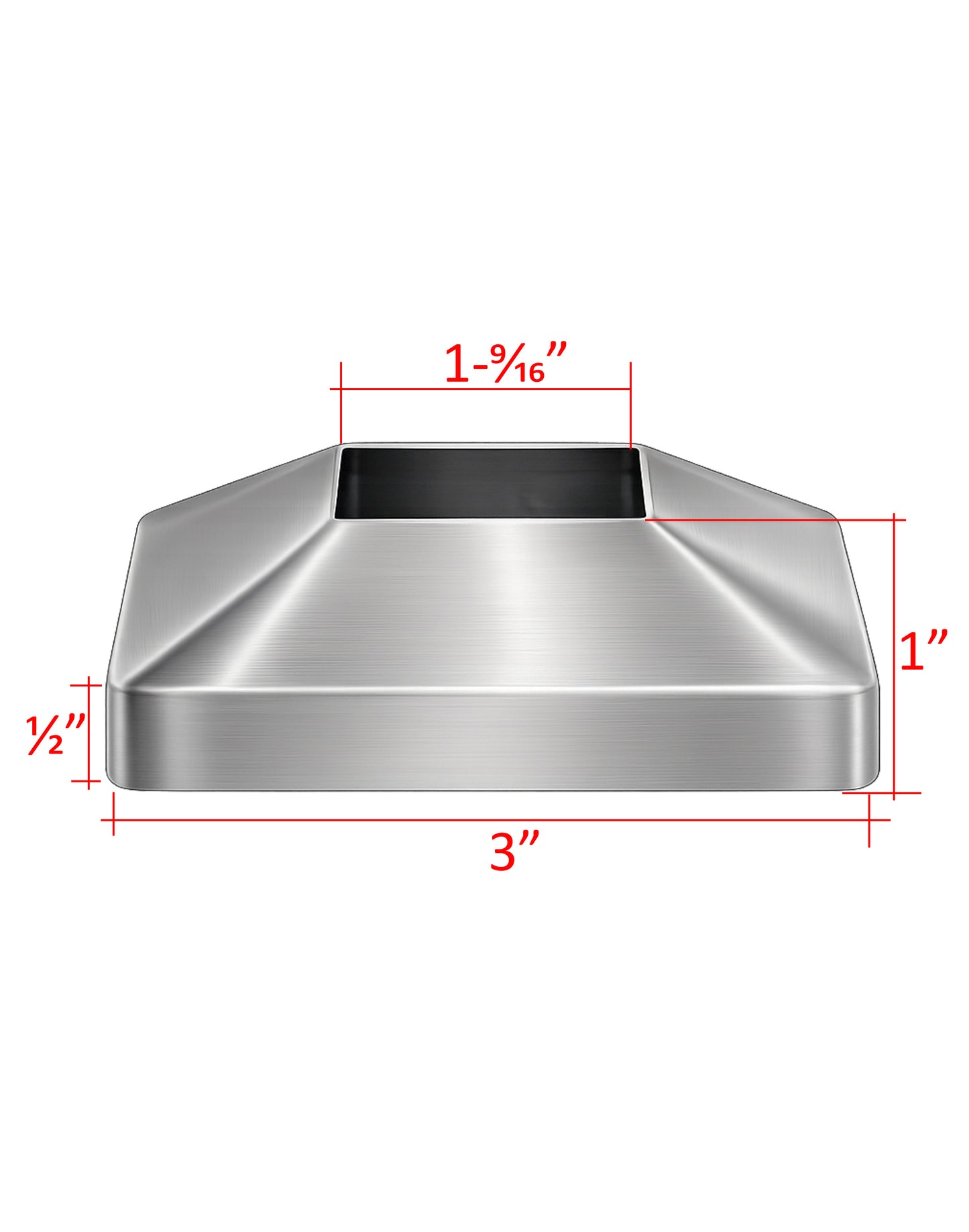 3" Stainless Steel 316 Grade Square Base Cover for 1-1/2" Post Fitting (C1060-150-SQR-300OUT) - SHEMONICO