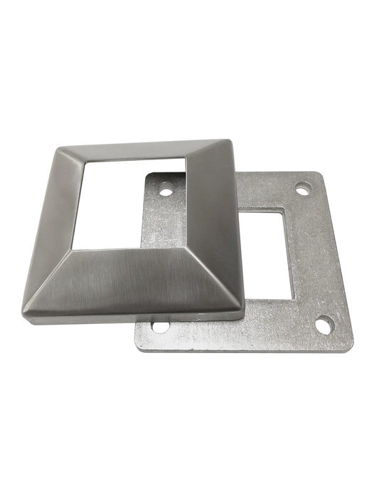 Stainless Steel 316 Grade Square Base Cover and Plate for 2" Post Fitting (C1060-200)