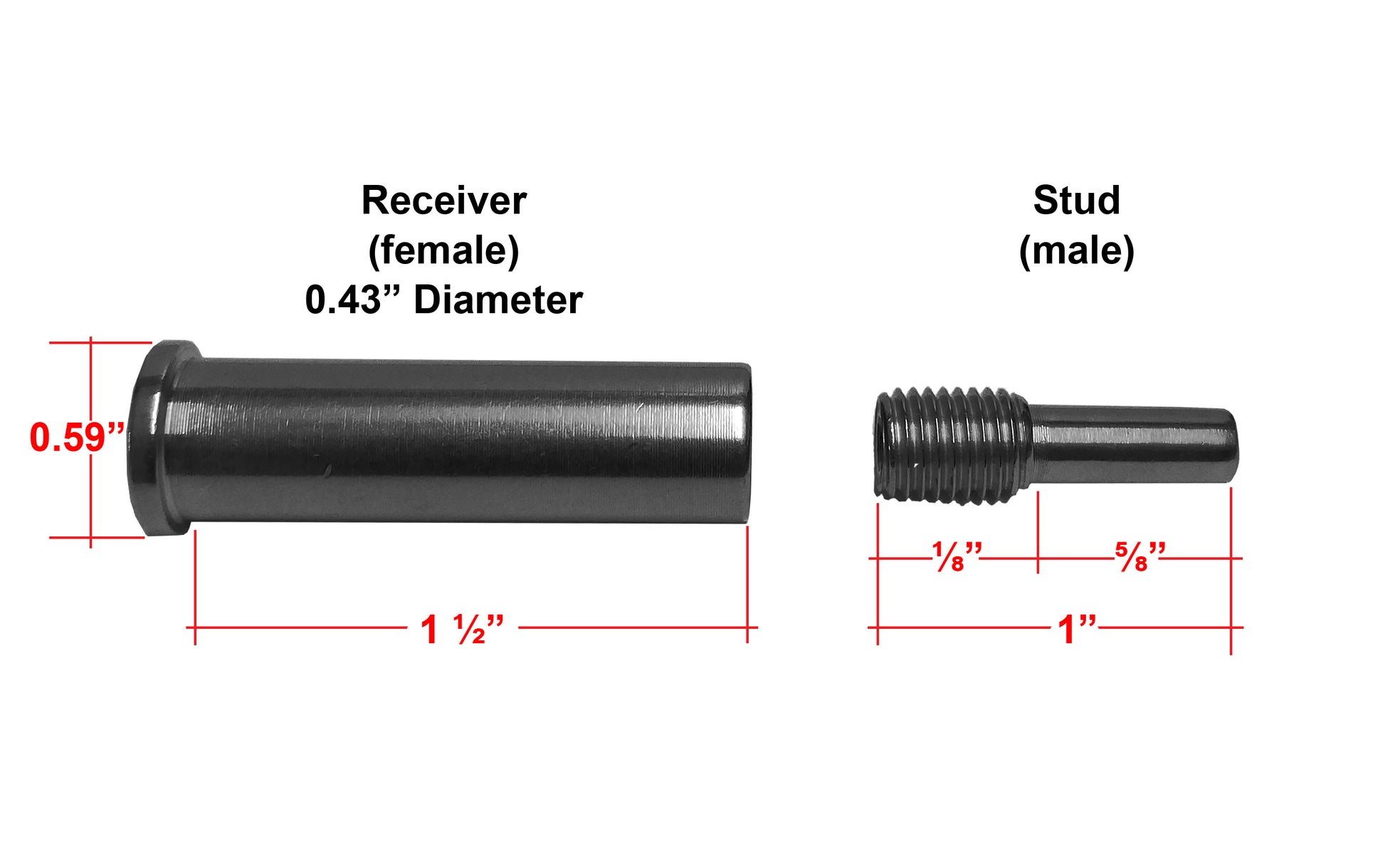 Black Mini Invisible Stud & Receiver Streamline Stainless Steel (C1120-BO) - SHEMONICO