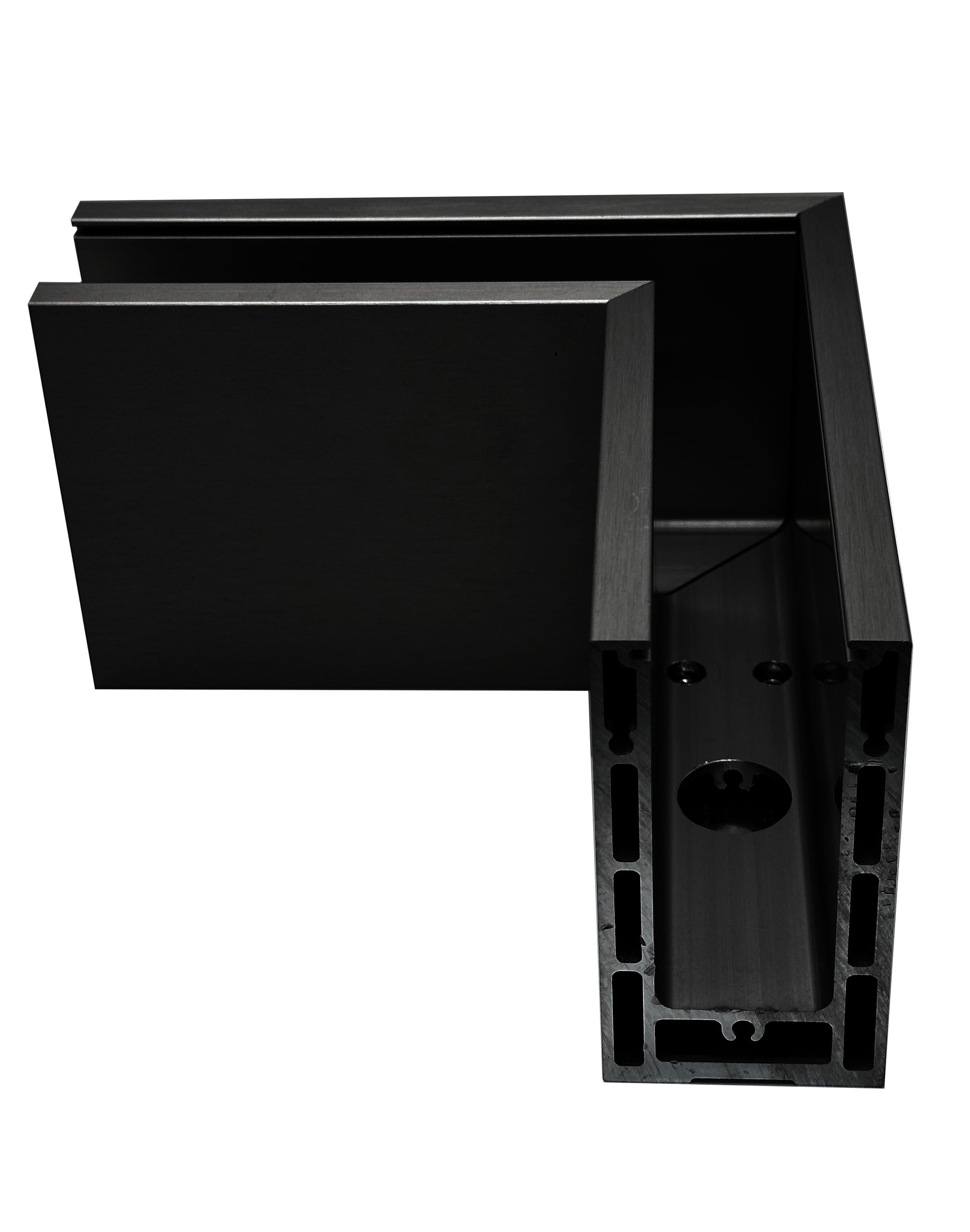 Corner for Anodized Aluminum Glass Channel Black Finish (G1006-COR-BLK) - SHEMONICO