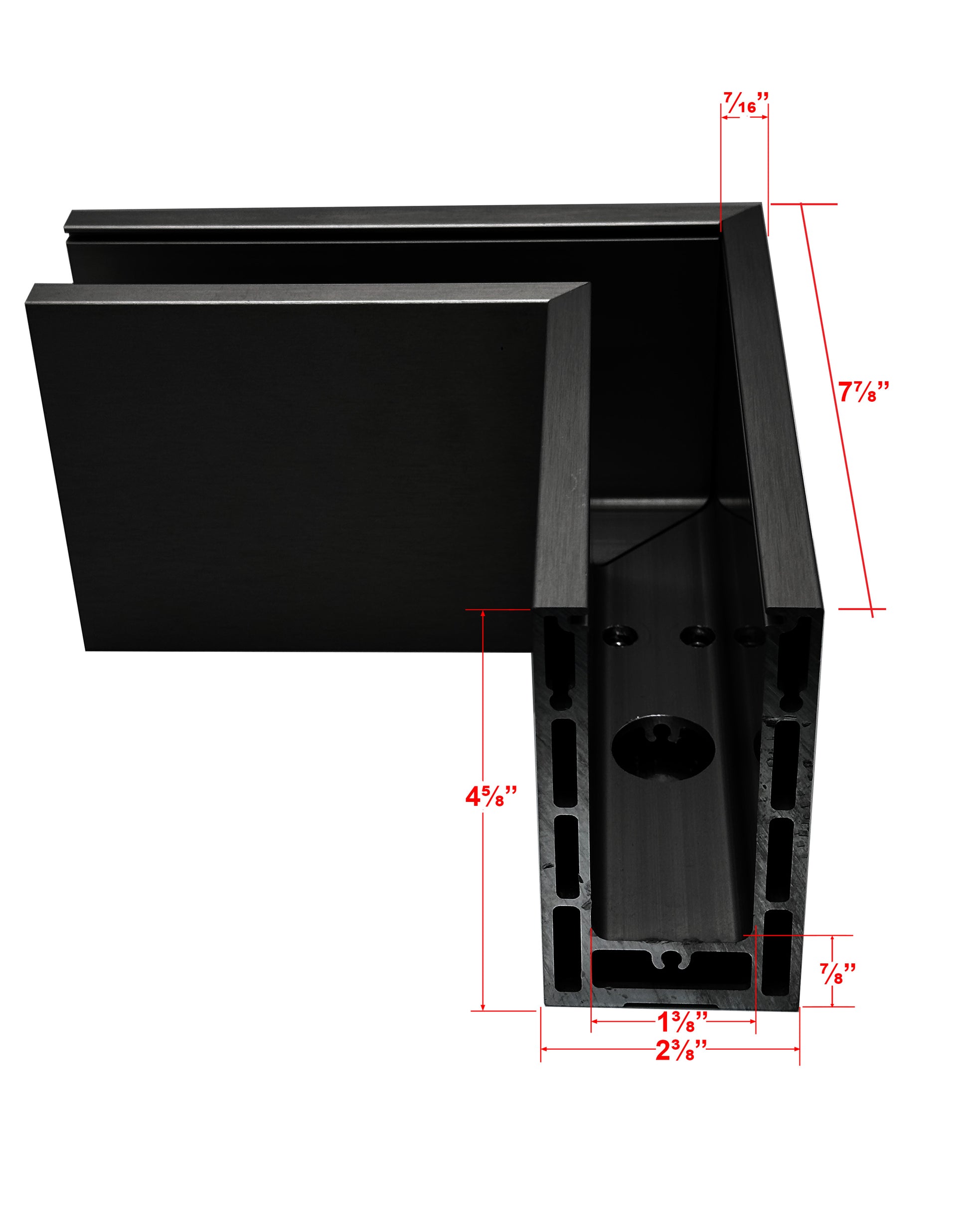 Corner for Anodized Aluminum Glass Channel Black Finish (G1006-COR-BLK) - SHEMONICO
