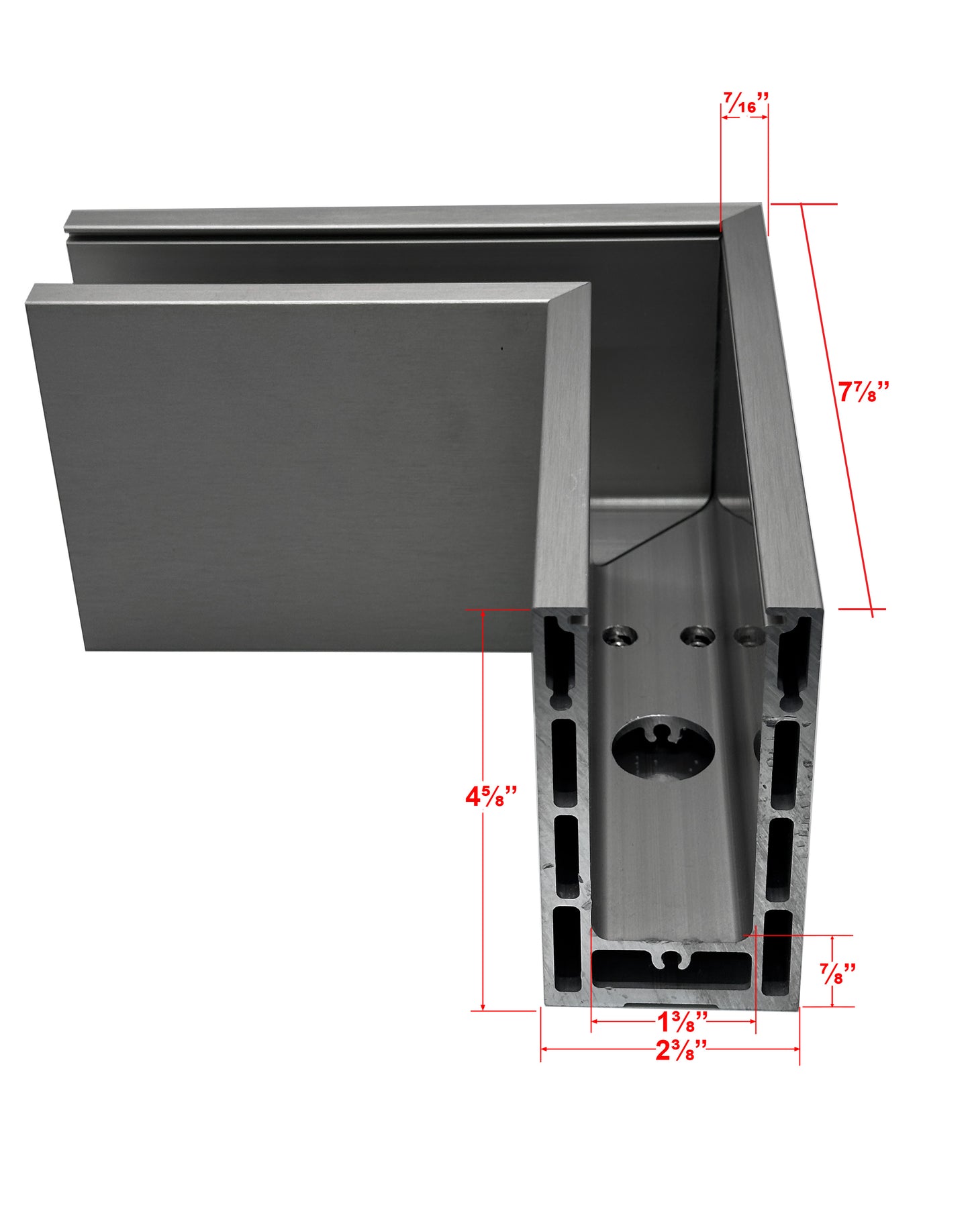 Corner for Anodized Aluminum Glass Channel Brush Finish (G1006-COR-BRS) - SHEMONICO