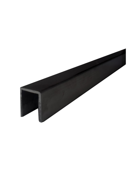 Slim Cap Rail for Glass Railing  10 ft U Channel Stainless Steel Black Finish (G1013-BLK) - SHEMONICO