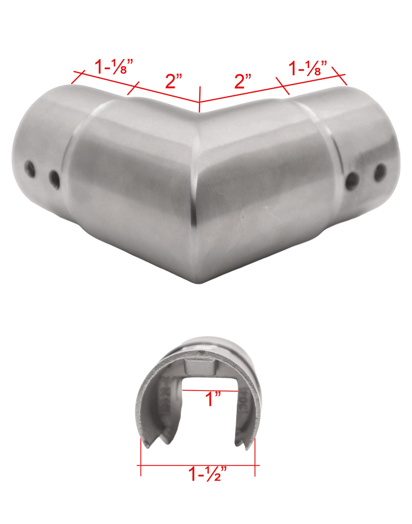 90 Degree Elbow for Slot Round Tube Cap Rail for Glass Railing  Stainless Steel 304 (G1031) - SHEMONICO