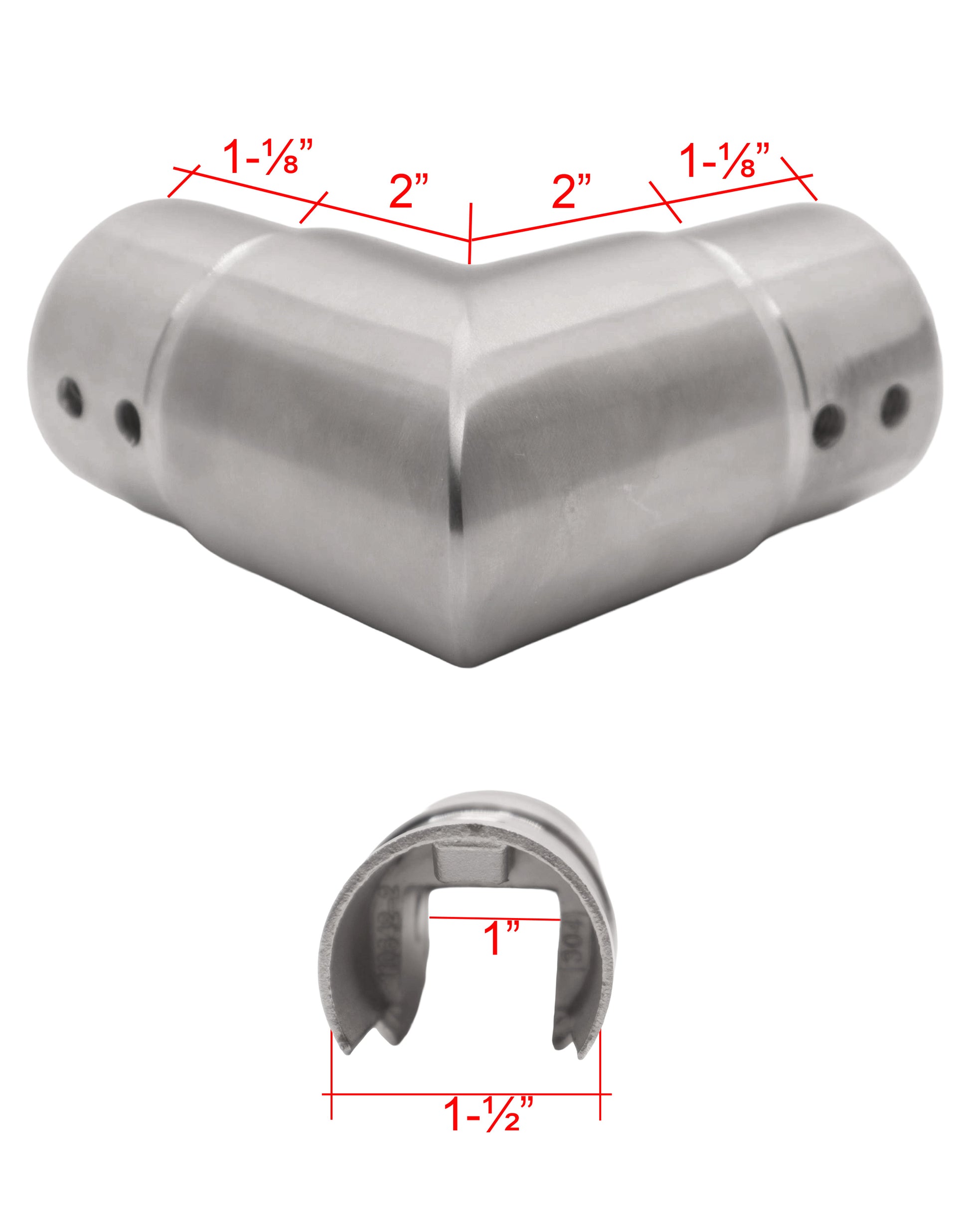 90 Degree Elbow for Slot Round Tube Cap Rail for Glass Railing  Stainless Steel 304 (G1031) - SHEMONICO