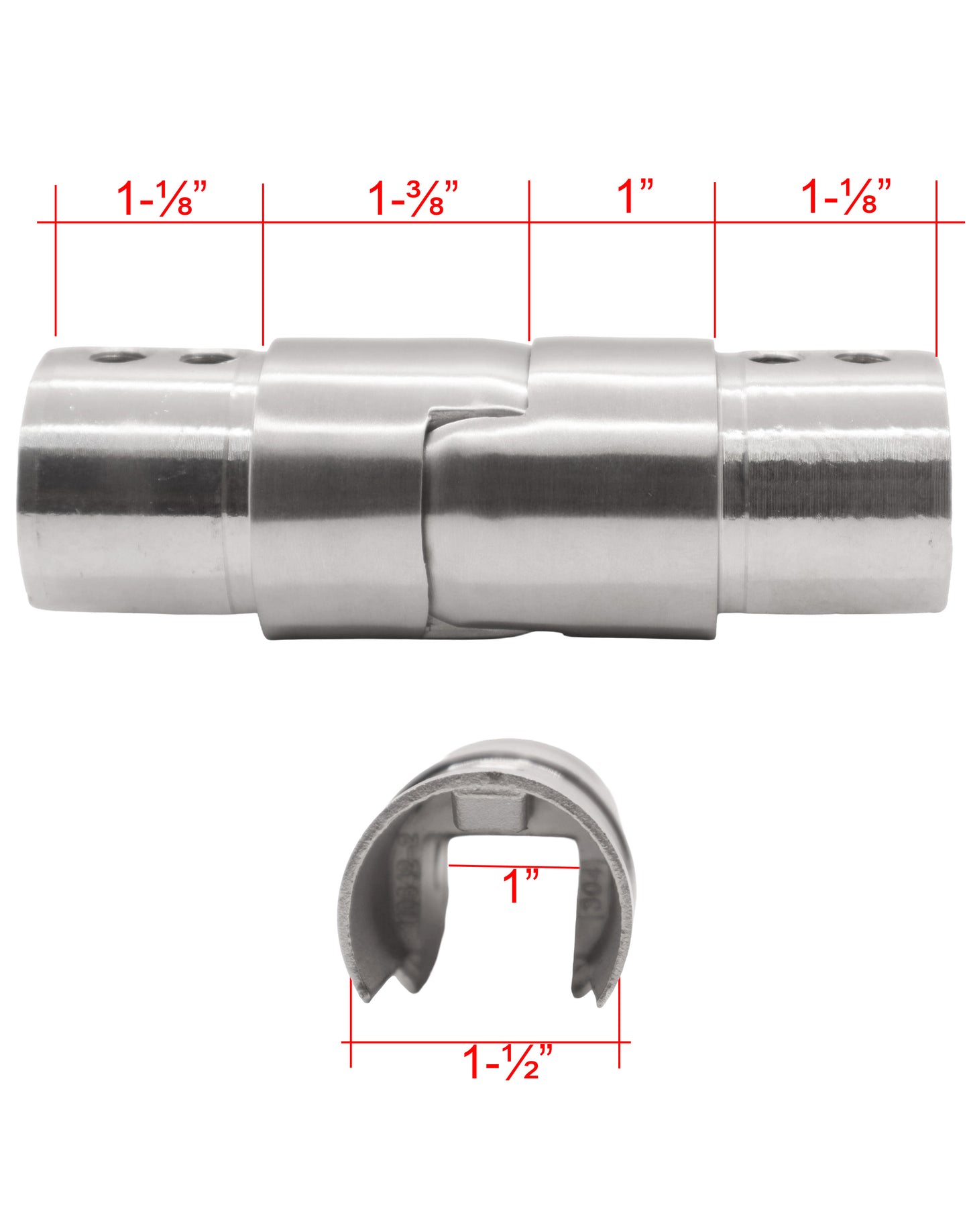 Adjustable Elbow for Slot Round Tube Cap Rail Glass Railing  Stainless Steel 304 (G1032) - SHEMONICO