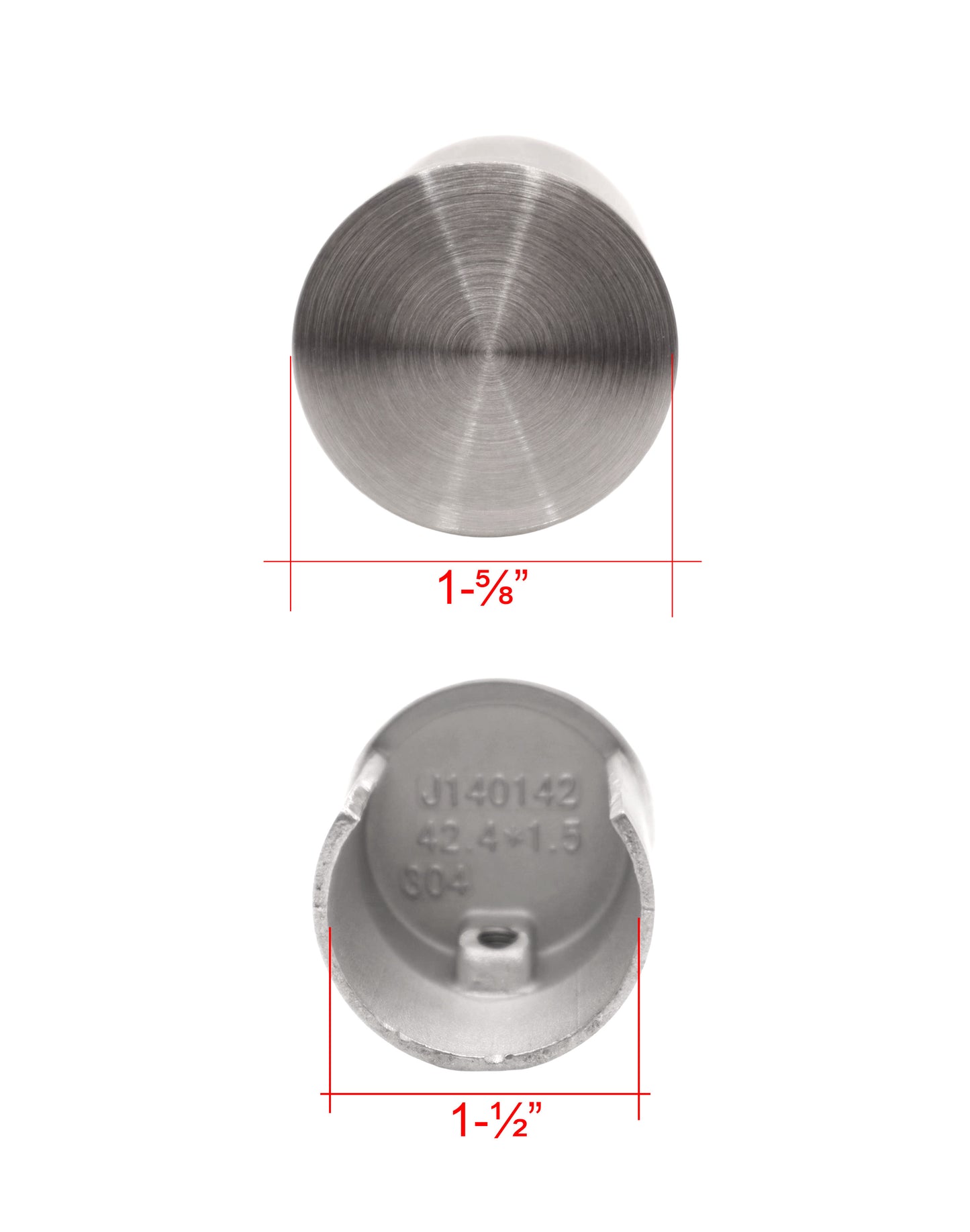End Cap for Round Slot Tube Cap Rail for Glass Railing Stainless Steel 304 (G1033) - SHEMONICO