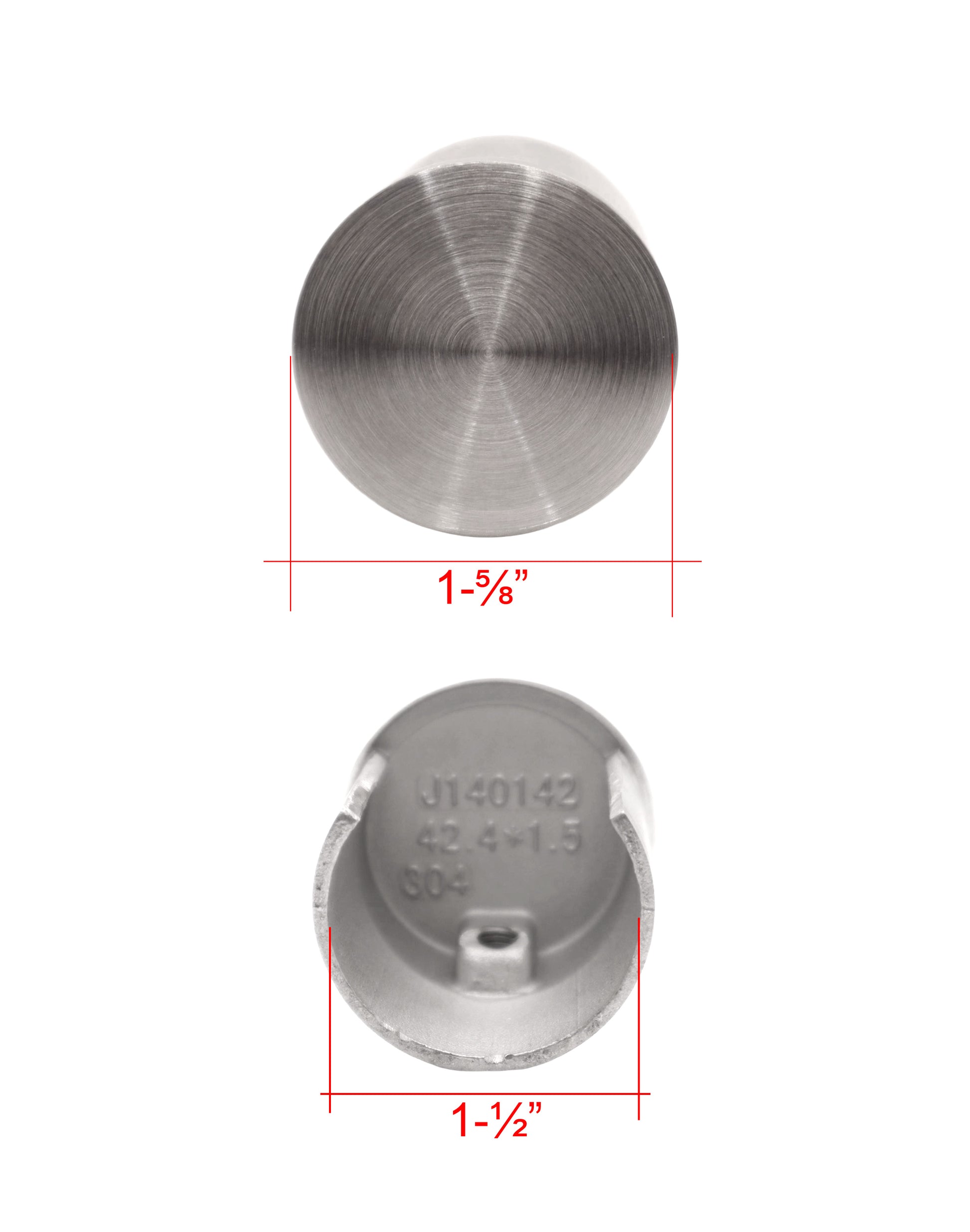 End Cap for Round Slot Tube Cap Rail for Glass Railing Stainless Steel 304 (G1033) - SHEMONICO