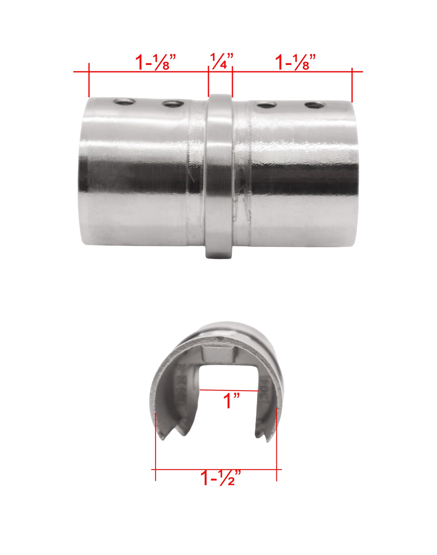 Round Slot Tube Connector for Cap Rail Glass Railing  Stainless Steel 304 (G1034) - SHEMONICO