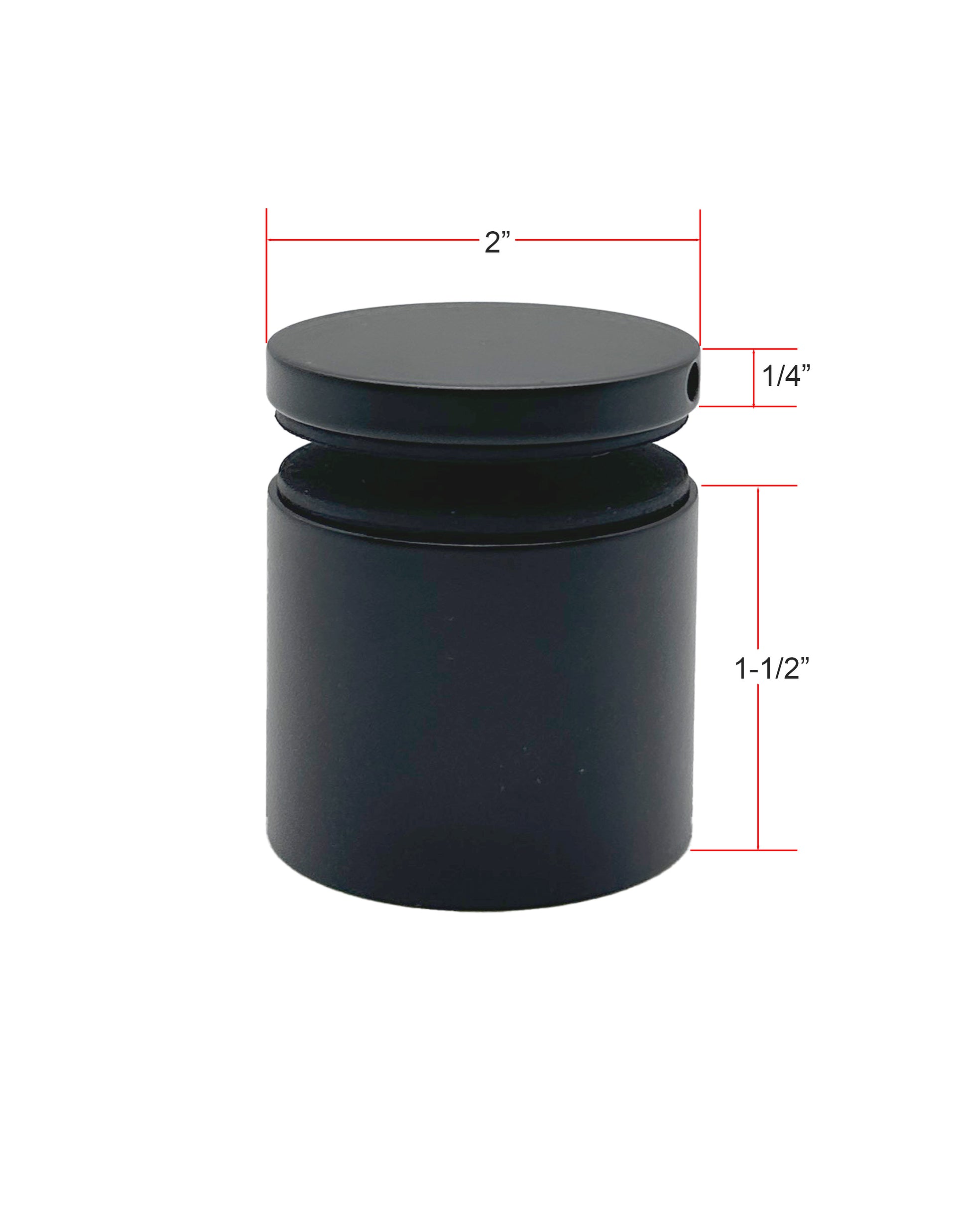 Matte Black Solid Standoff Mount for Glass Railing  2" Inch - SHEMONICO