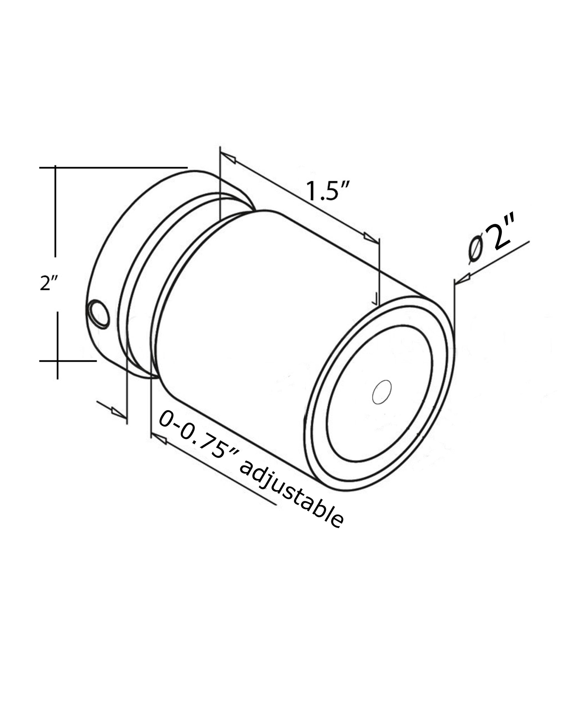 Matte Black Solid Heavy Standoff Mount for Glass Railing 2" Inch with Screw (G1040-200-FIX-BLK) - SHEMONICO