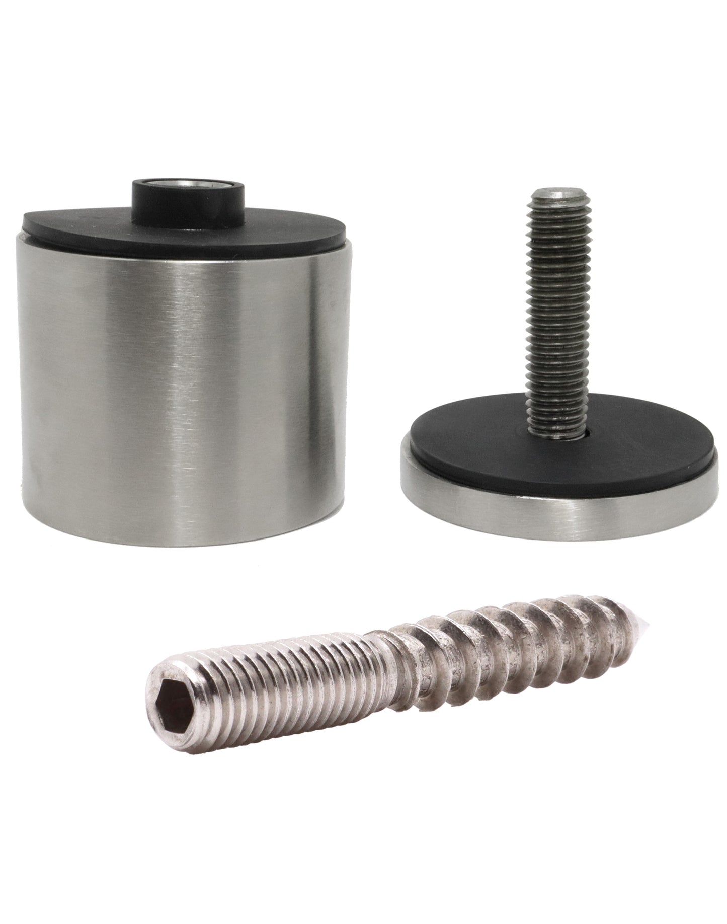 Matte Black Solid Heavy Standoff Mount for Glass Railing 2" Inch with Screw (G1040-200-FIX-BLK)