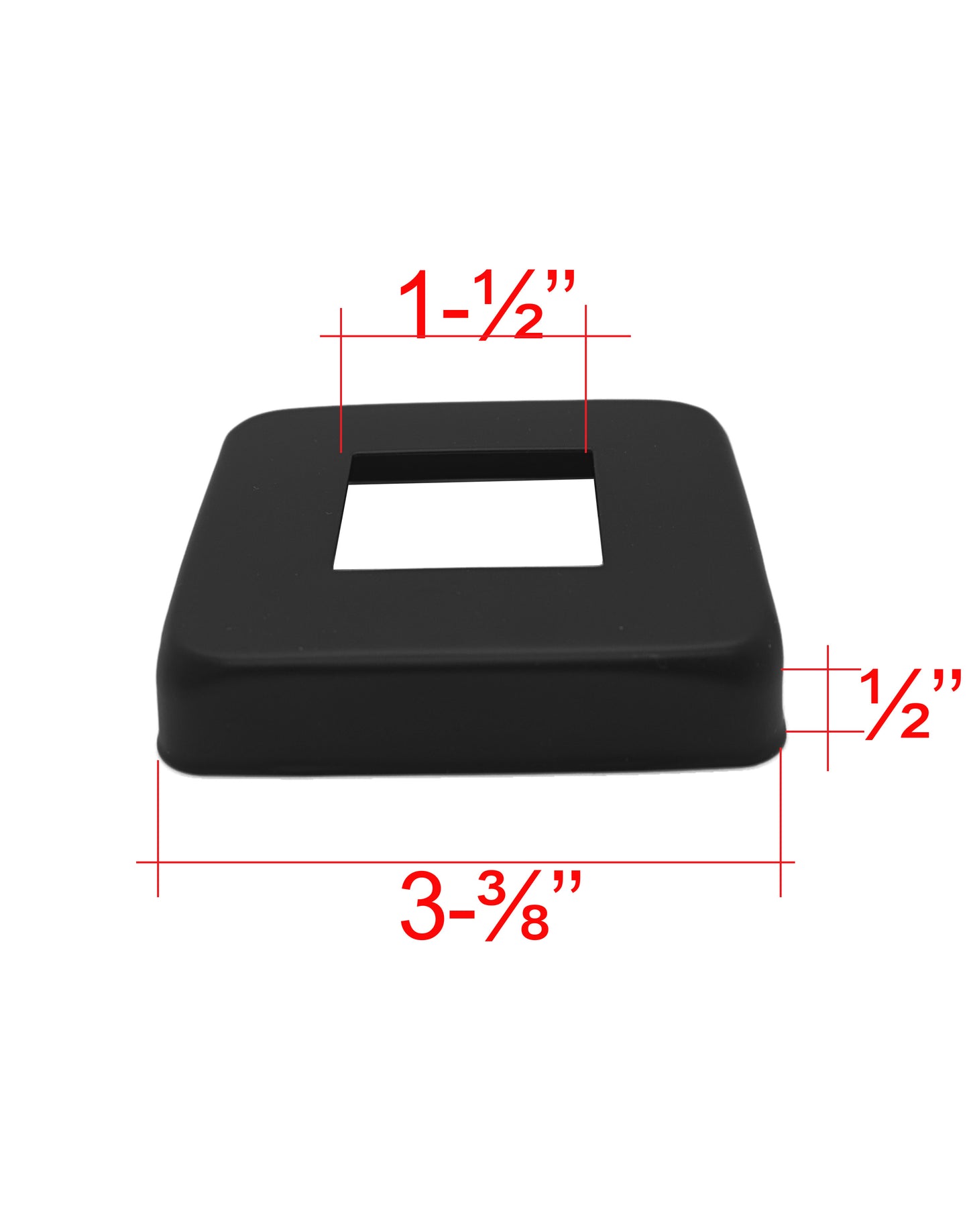Stainless Steel Black Finish Square Base Cover and Plate for 1-1/2" Post Fitting (C1060-150-BLK)