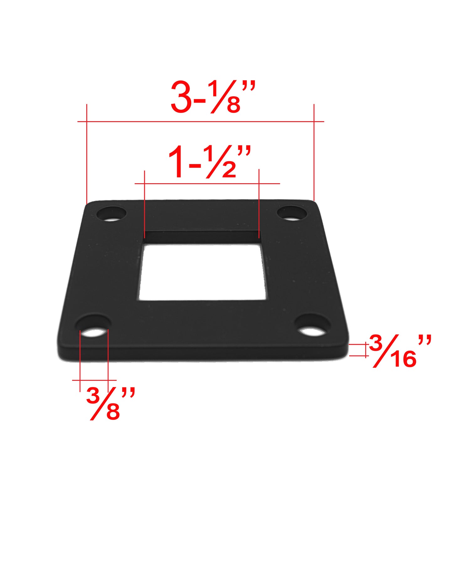 Stainless Steel Black Finish Square Base Cover and Plate for 1-1/2" Post Fitting (C1060-150-BLK)