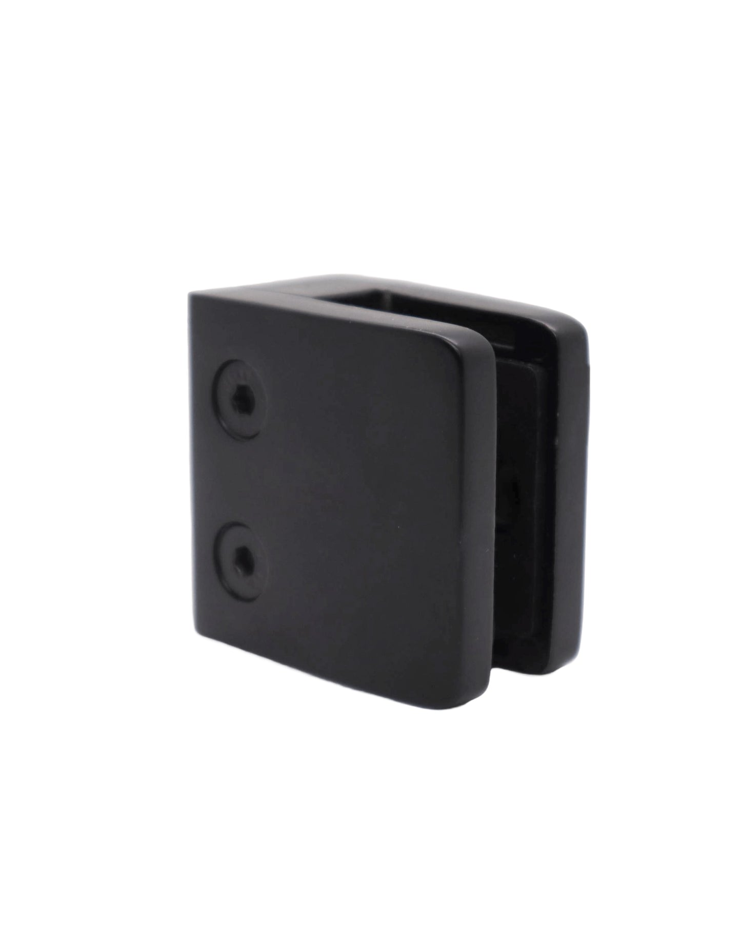 Satin Black 316 Grade Square Flat Post Glass Clamp 2 1/8" x 2 1/8" for 3/8" 1/2" Glass Satin Finish (G1091-BLK)