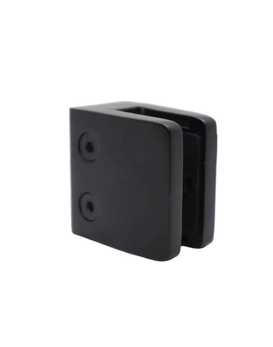 Satin Black 316 Grade Square Flat Post Glass Clamp 2 1/8" x 2 1/8" for 3/8" 1/2" Glass Satin Finish (G1091-BLK)