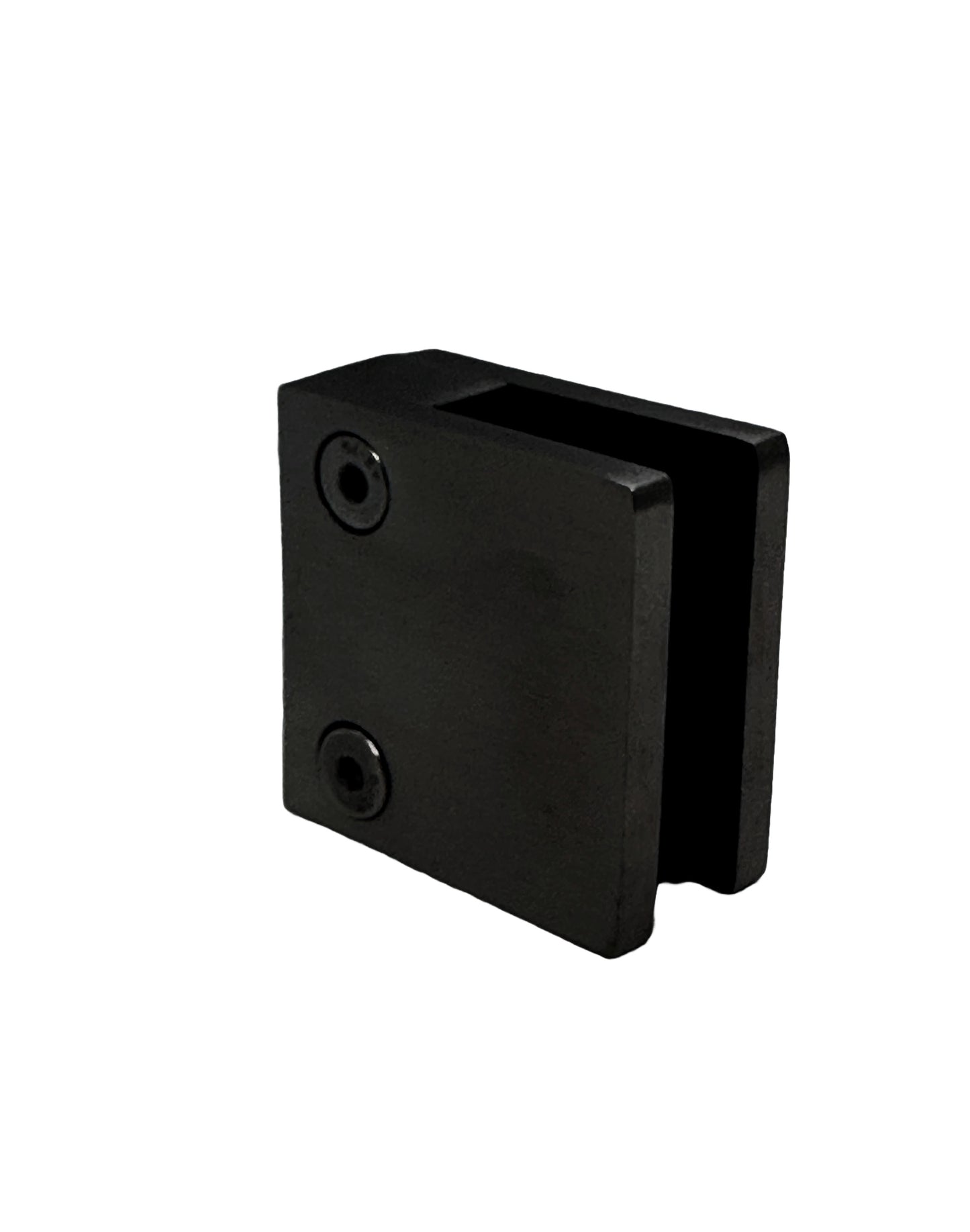 Square Flat Glass Clamp 2 1/8" x 2 1/8" for 3/8" or 1/2 Glass Black Finish 304 (G1091-200-BLK-LTCTY) - SHEMONICO
