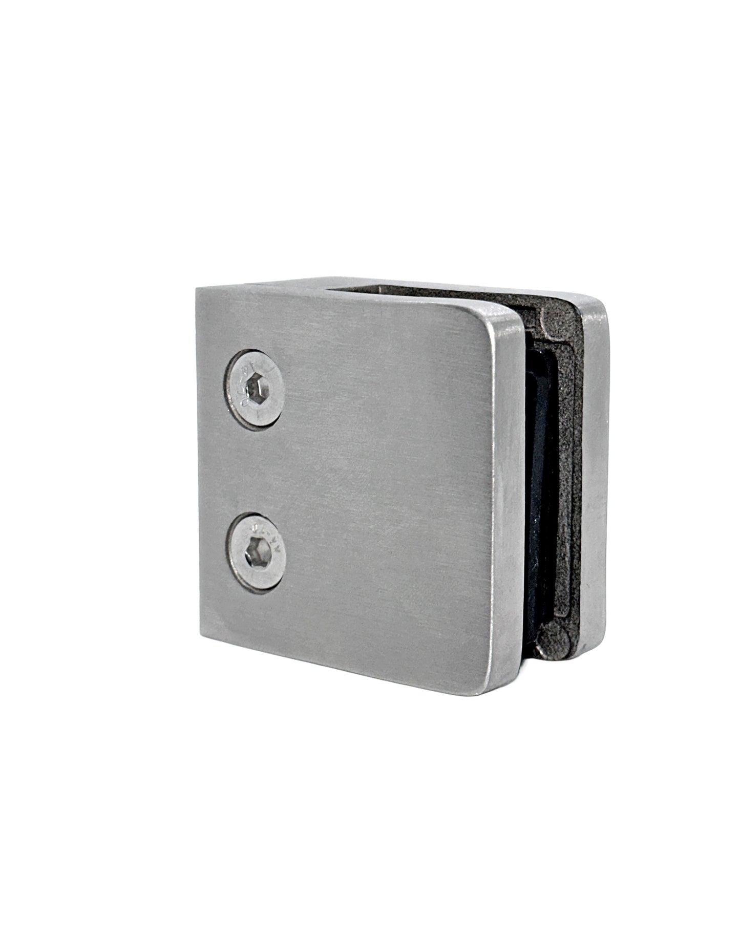 Stainless Steel 316 Square Flat Post Glass Clamp 2 1/8" x 2 1/8" for 3/8" 1/2" Glass Satin Finish (G1091-BRS)