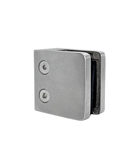 Stainless Steel 316 Square Flat Post Glass Clamp 2 1/8" x 2 1/8" for 3/8" 1/2" Glass Satin Finish (G1091-BRS)
