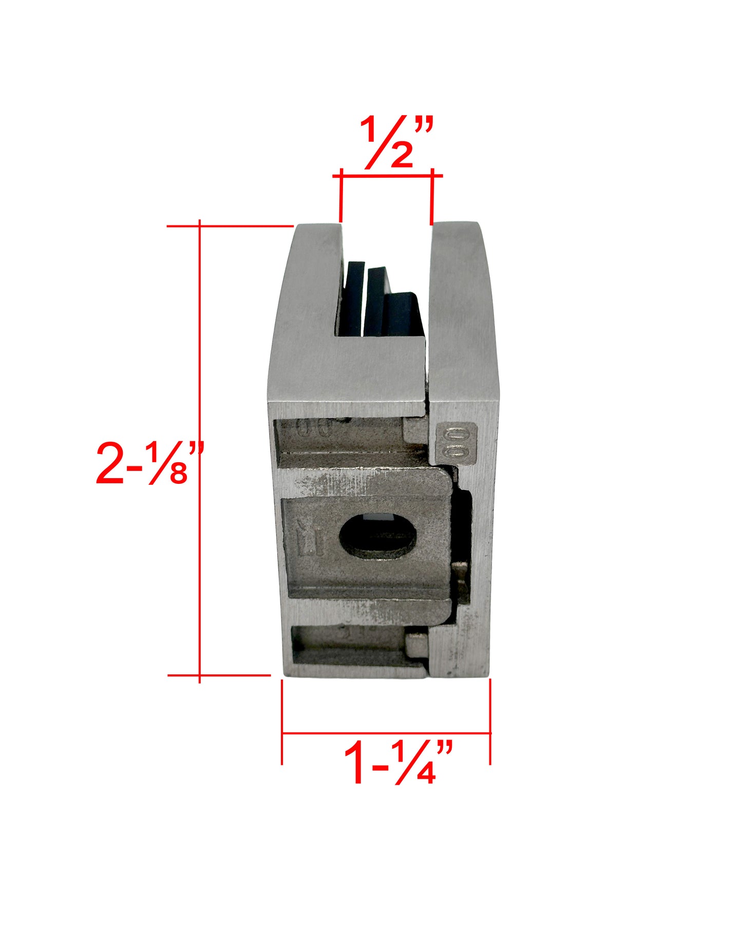 Stainless Steel 316 Square Flat Post Glass Clamp 2 1/8" x 2 1/8" for 3/8" 1/2" Glass Satin Finish (G1091-BRS)