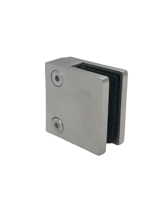 Stainless Steel 304 Grade Square Flat 1-1/2" Post Glass Clamp 2 1/8" x 2 1/8" for 1/2" Glass Satin Finish (G1091) - SHEMONICO