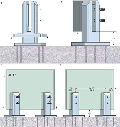 Shemonico Stainless Steel Glass Clamp Glass Spigot Pool Fence Balustrade Railing Post for Balcony Garden Deck Brushed 2205 (G1100) - SHEMONICO