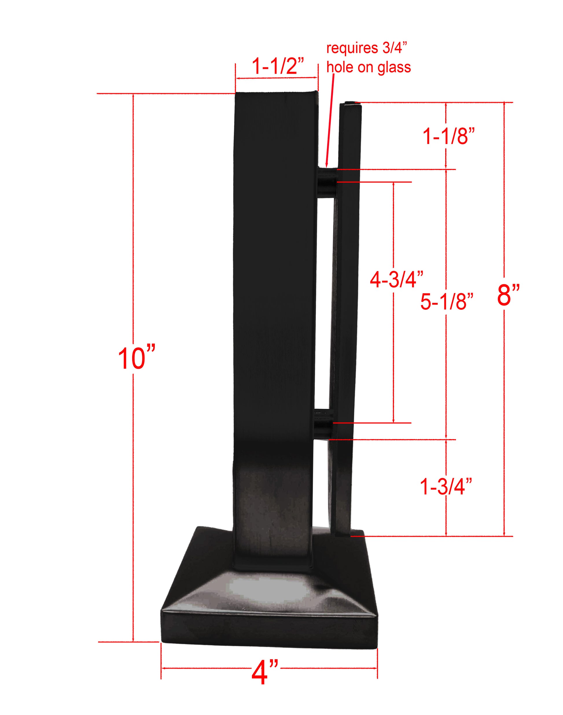 Matte Black Stainless Steel Glass Talon 10" Inch Post Glass Railing  (G1110-BLK) - SHEMONICO