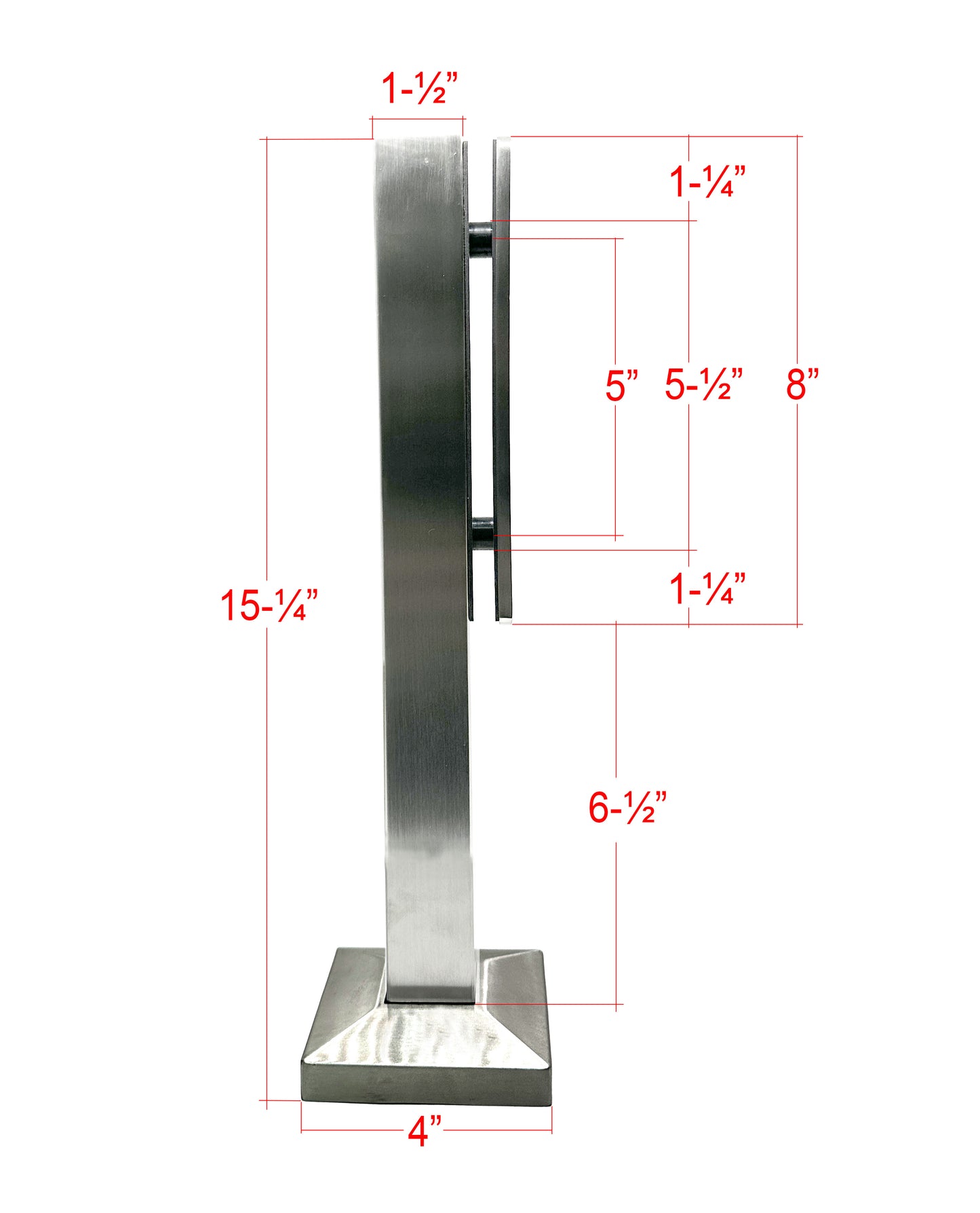 Stainless Steel Glass Talon 15" Post Spigot Balustrade for Stairs Incline Glass Railing  (G1120-BRS) - SHEMONICO