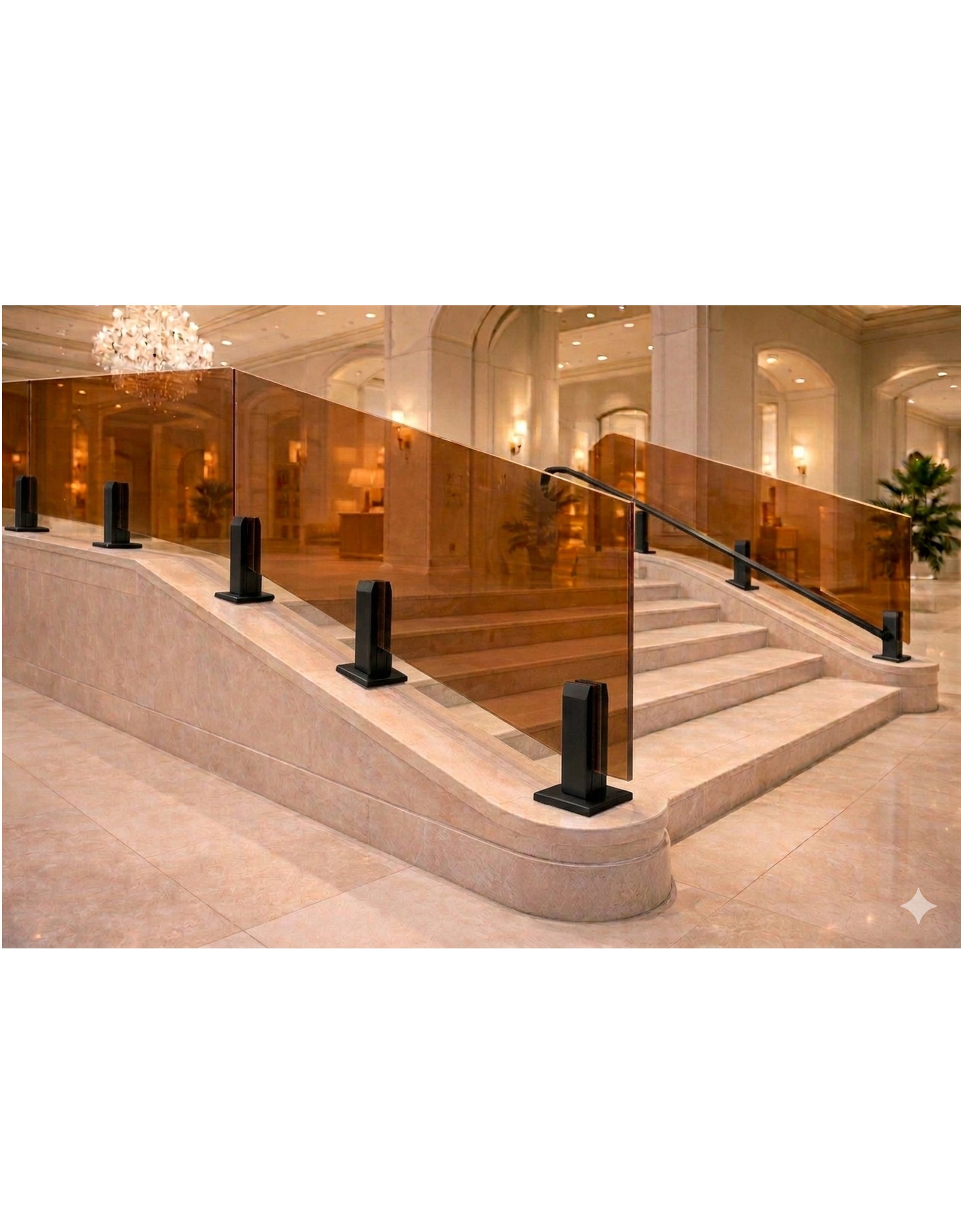 8" Stainless Steel Glass Railing Spigot for Staircase with Leveling Black Finish (G1130-BLK) - SHEMONICO